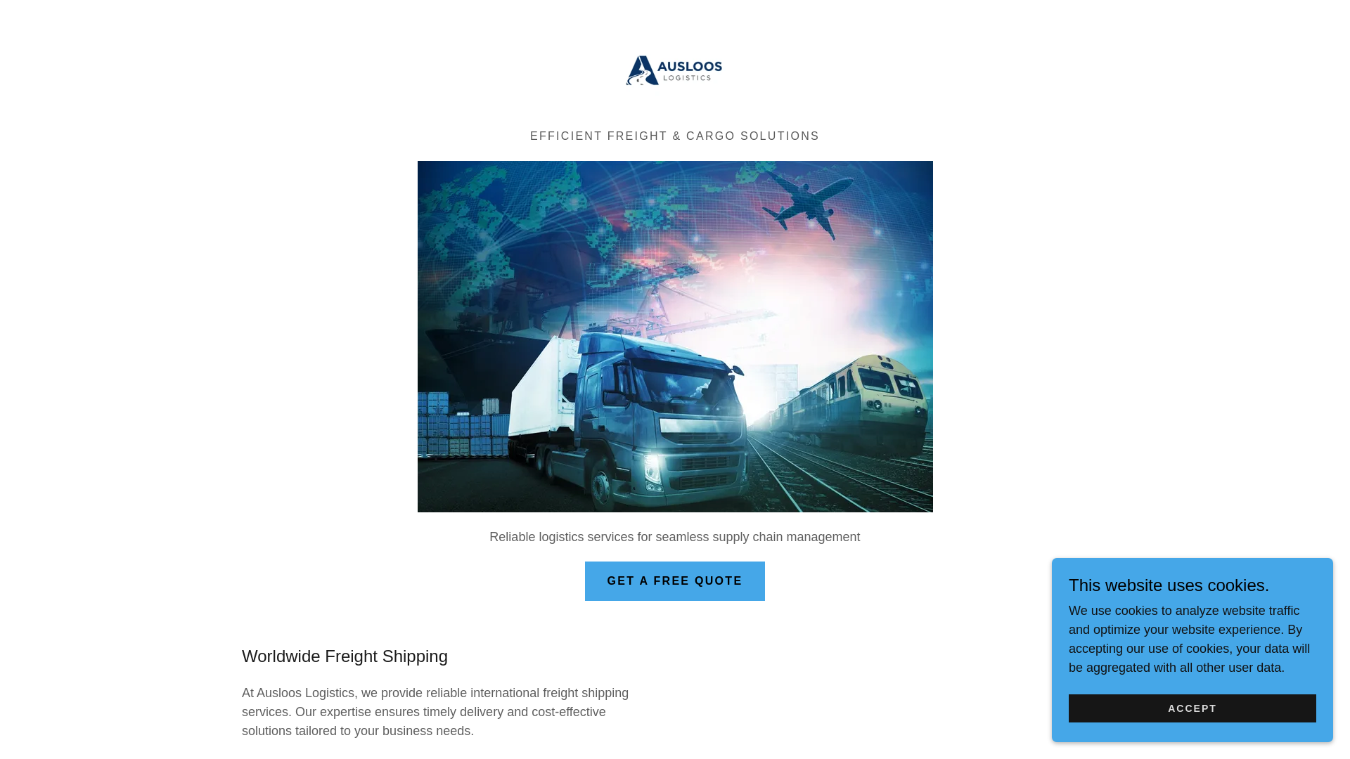 website screenshot of https://auslooslogistics.com/
