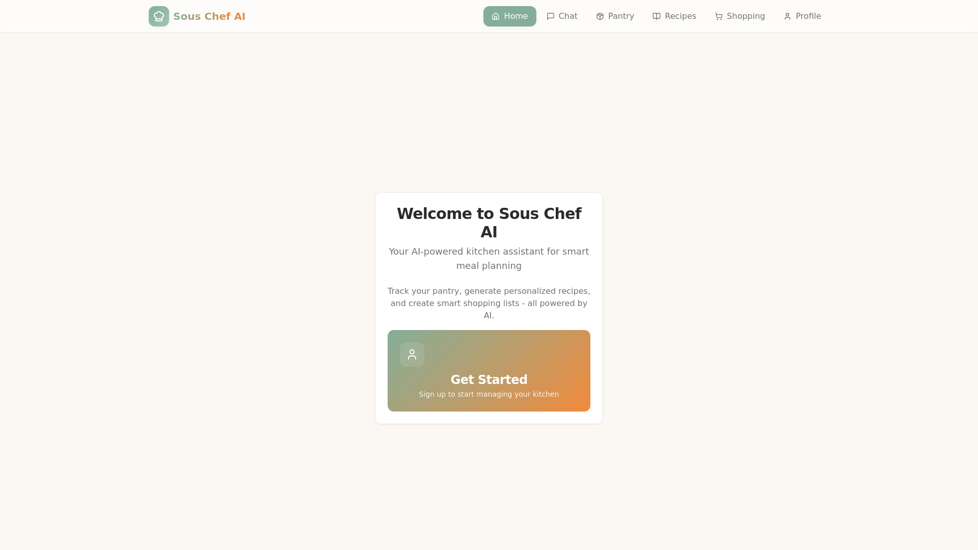 website screenshot of https://souschef-ai.pages.dev/