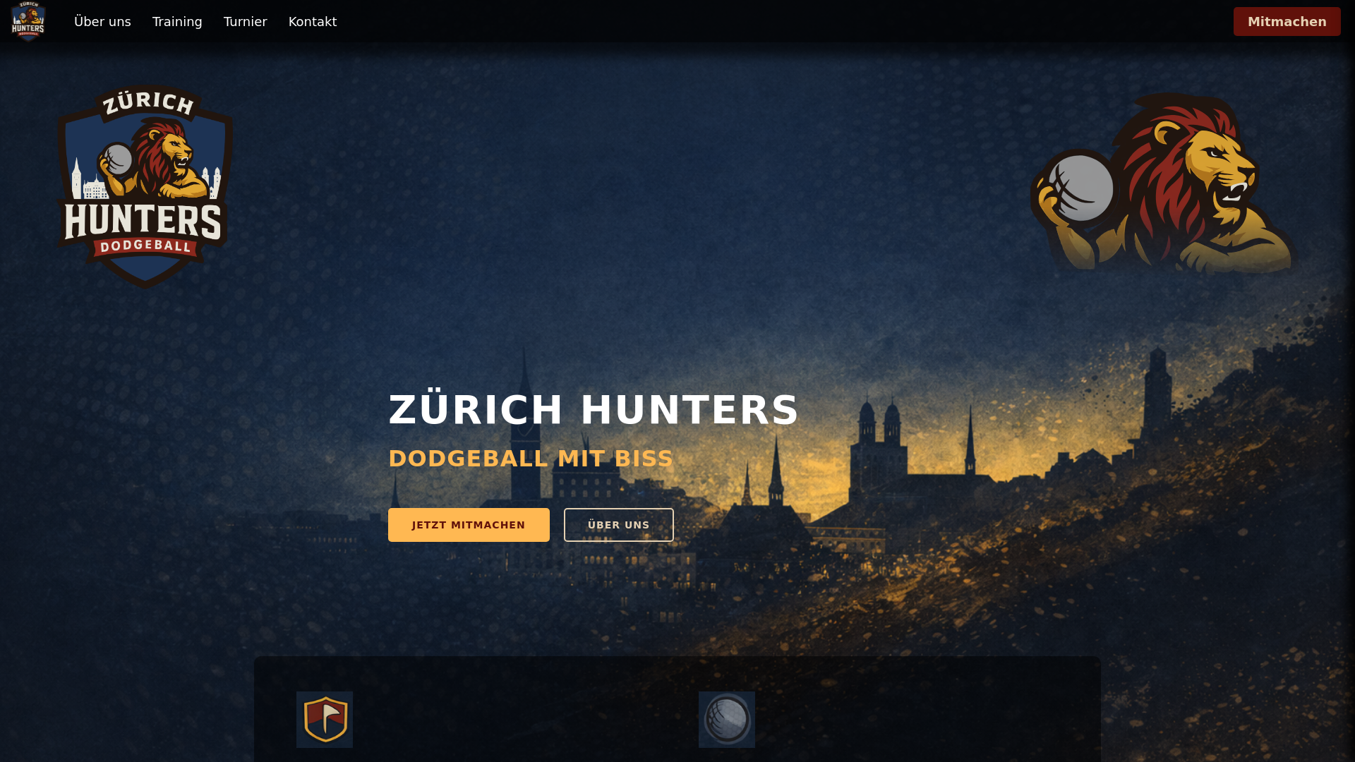 website screenshot of https://zuerich-hunters.ch/