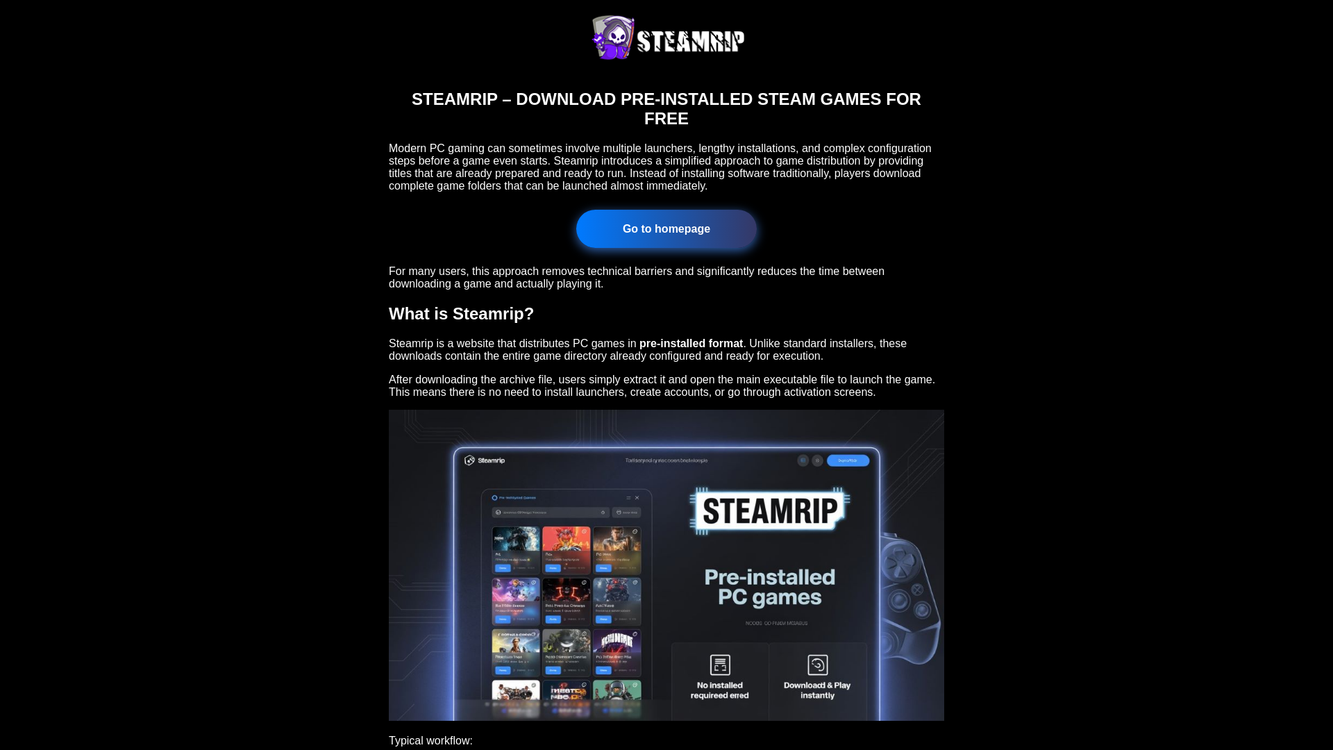website screenshot of https://steamrip.buzz