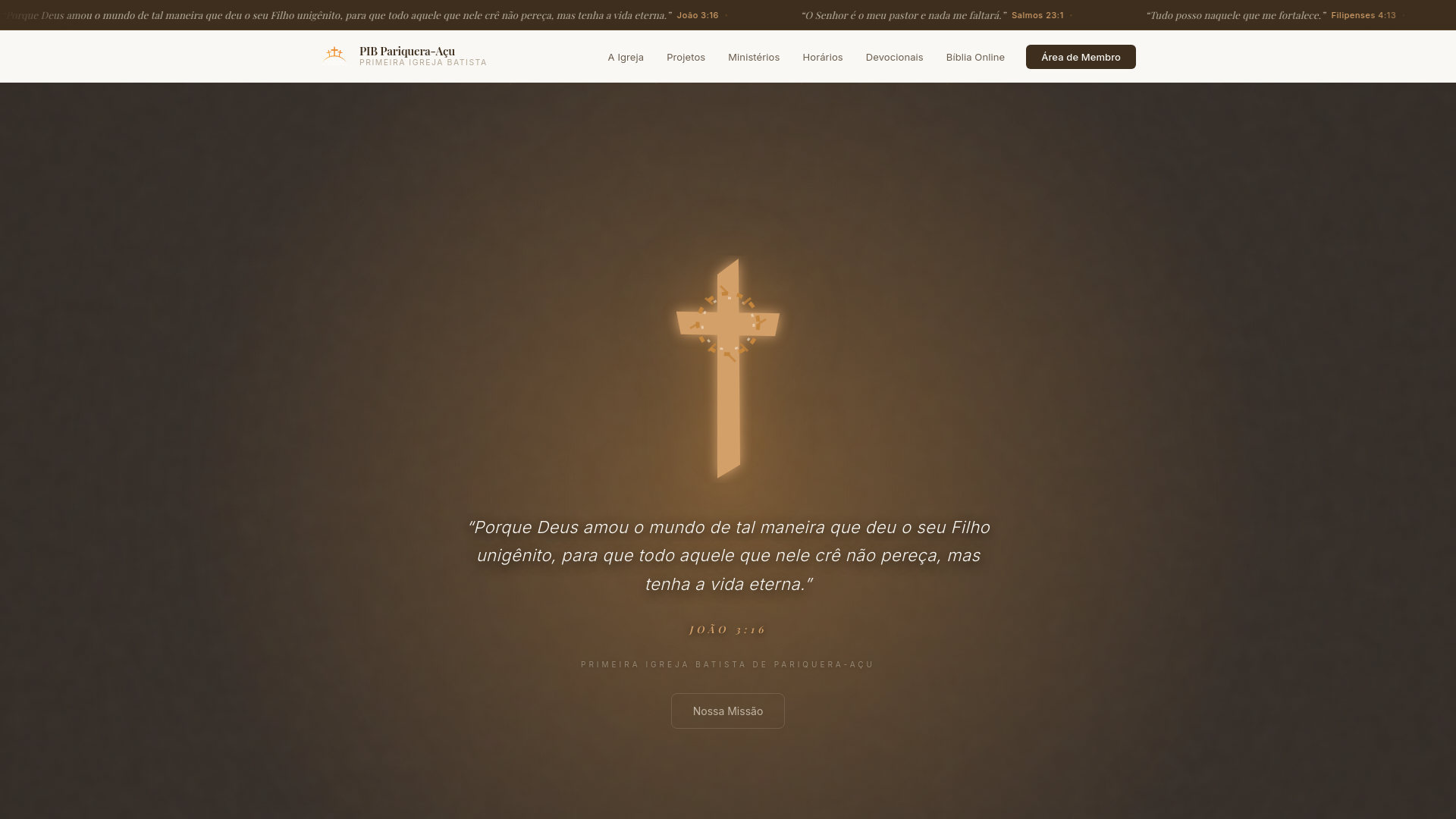 website screenshot of https://pibpariquera.com.br/