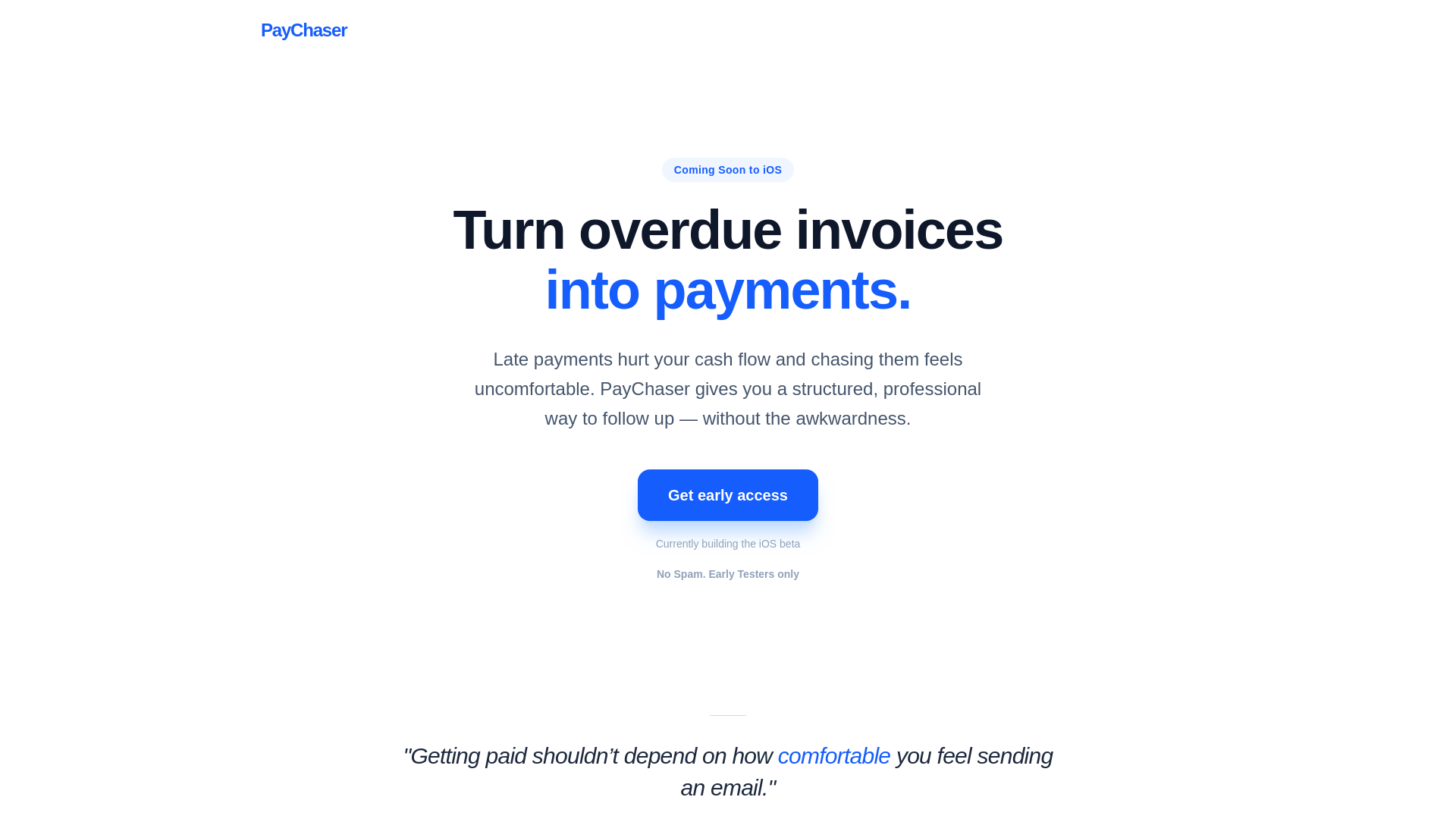 website screenshot of https://paychaserapp.com/