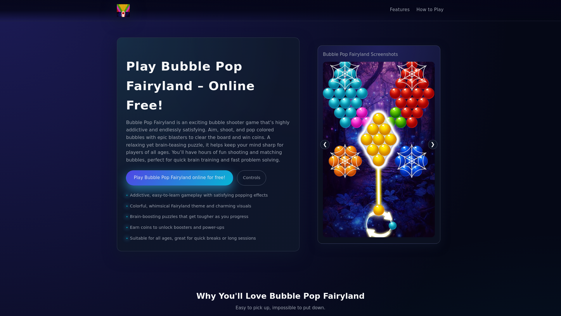 website screenshot of https://bubblepopfairyland.pages.dev/