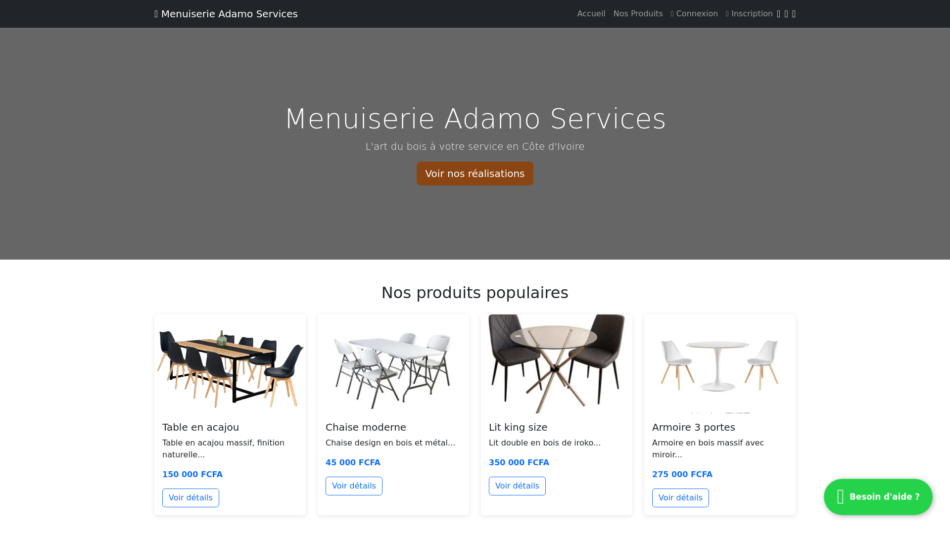 website screenshot of https://menuiserieadamoservices.com/