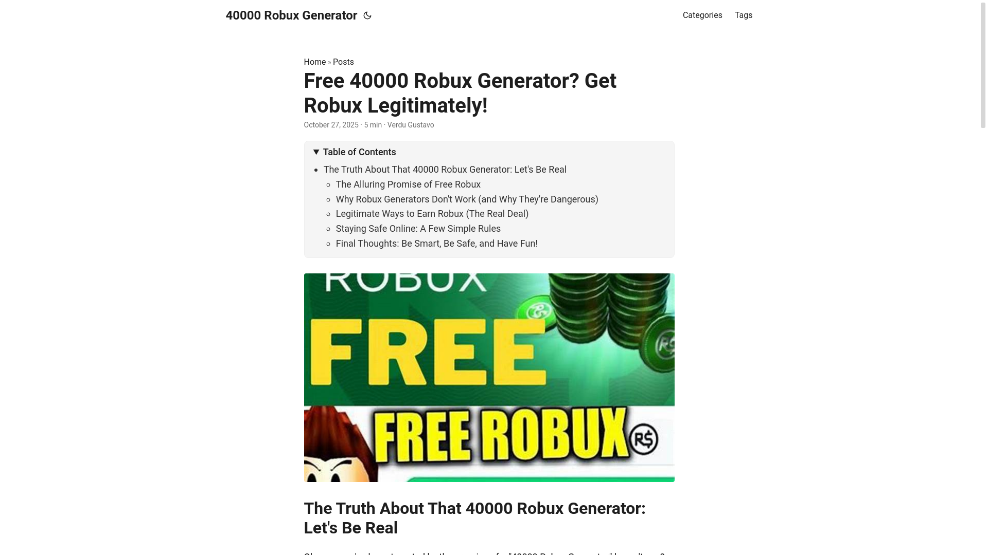 website screenshot of https://40000-robux-generator.pages.dev/