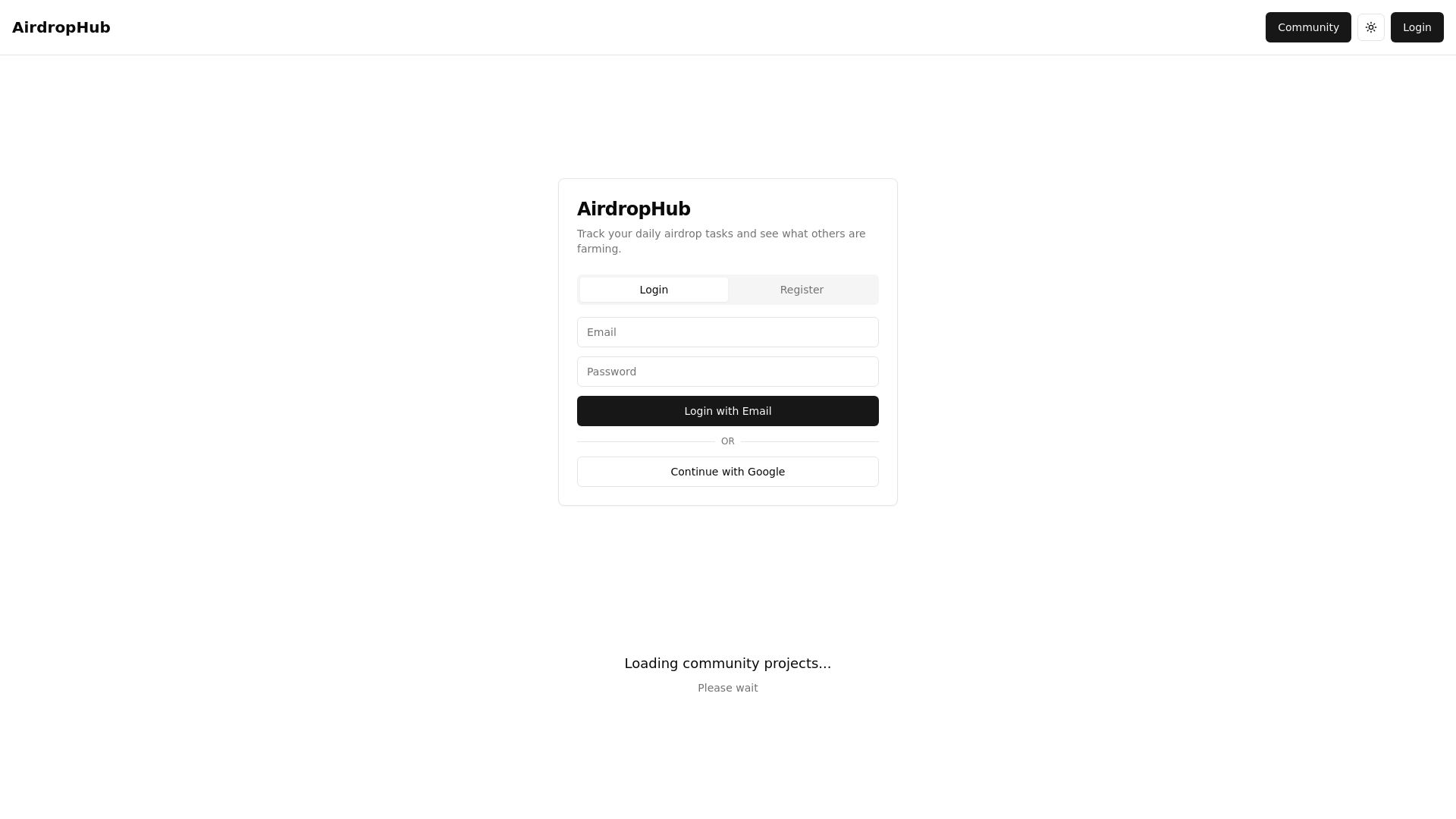 website screenshot of https://app.airdrop-hub.com/