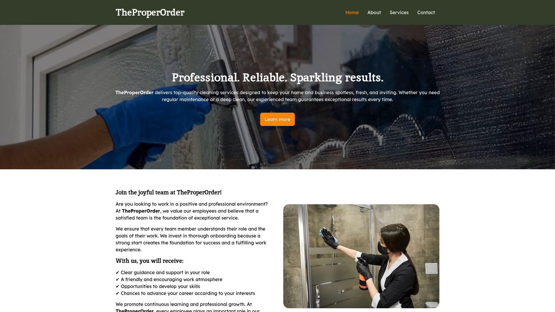 website screenshot of https://theproperorder.com/