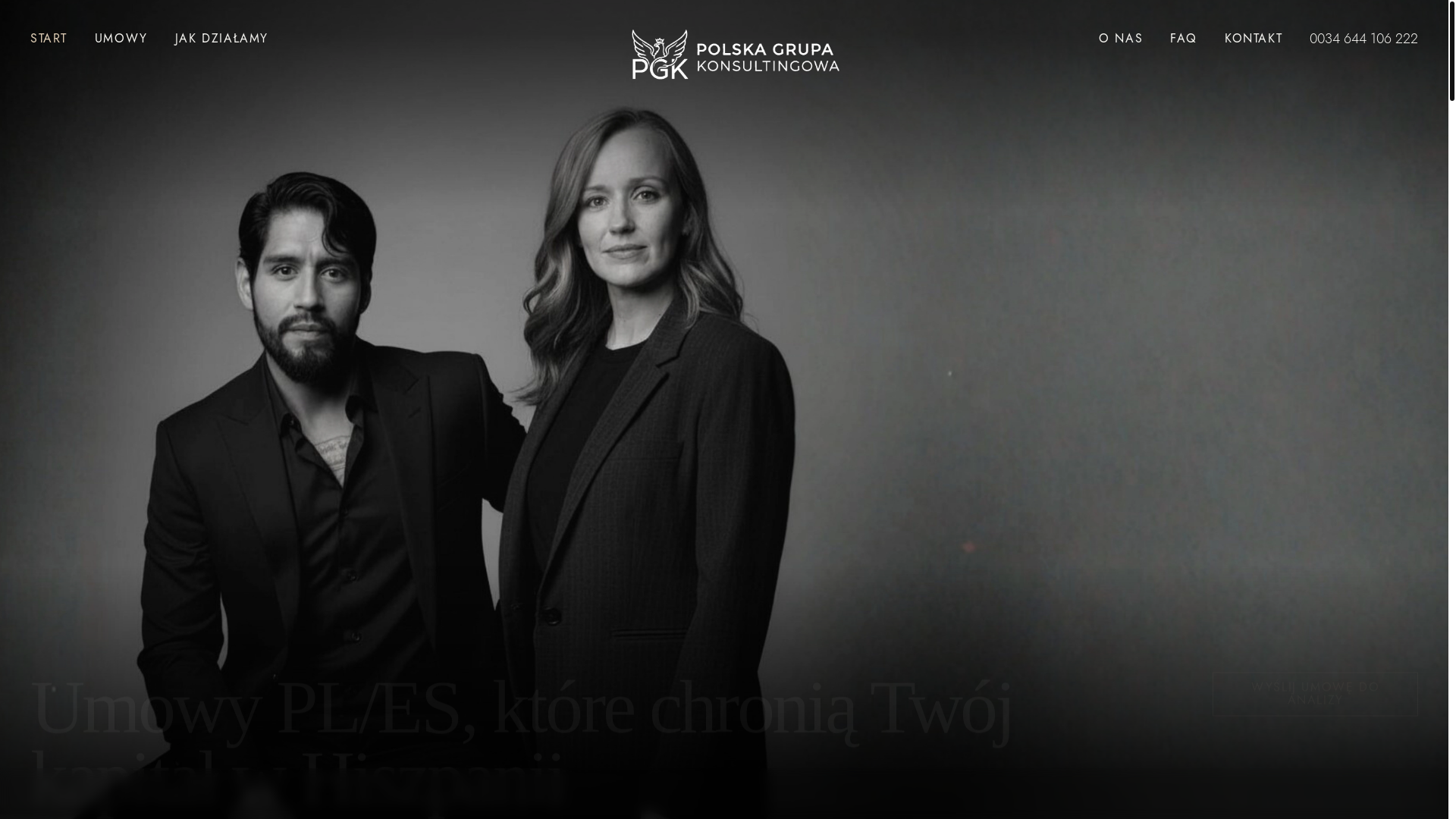 website screenshot of https://umowywhiszpanii.com/