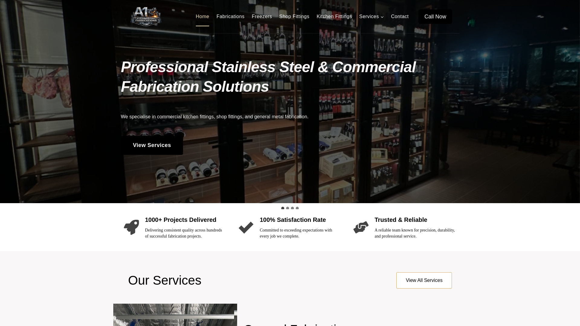 website screenshot of https://a1fittingsandfabrications.com.au/