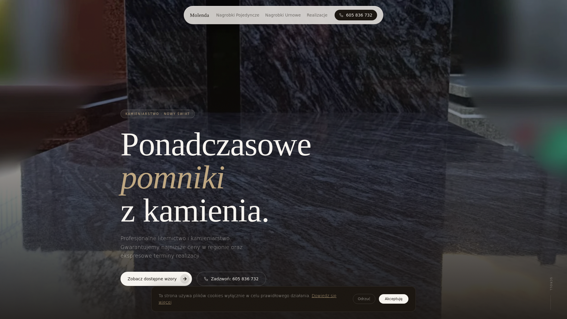 website screenshot of https://molenda-nagrobki.pages.dev/
