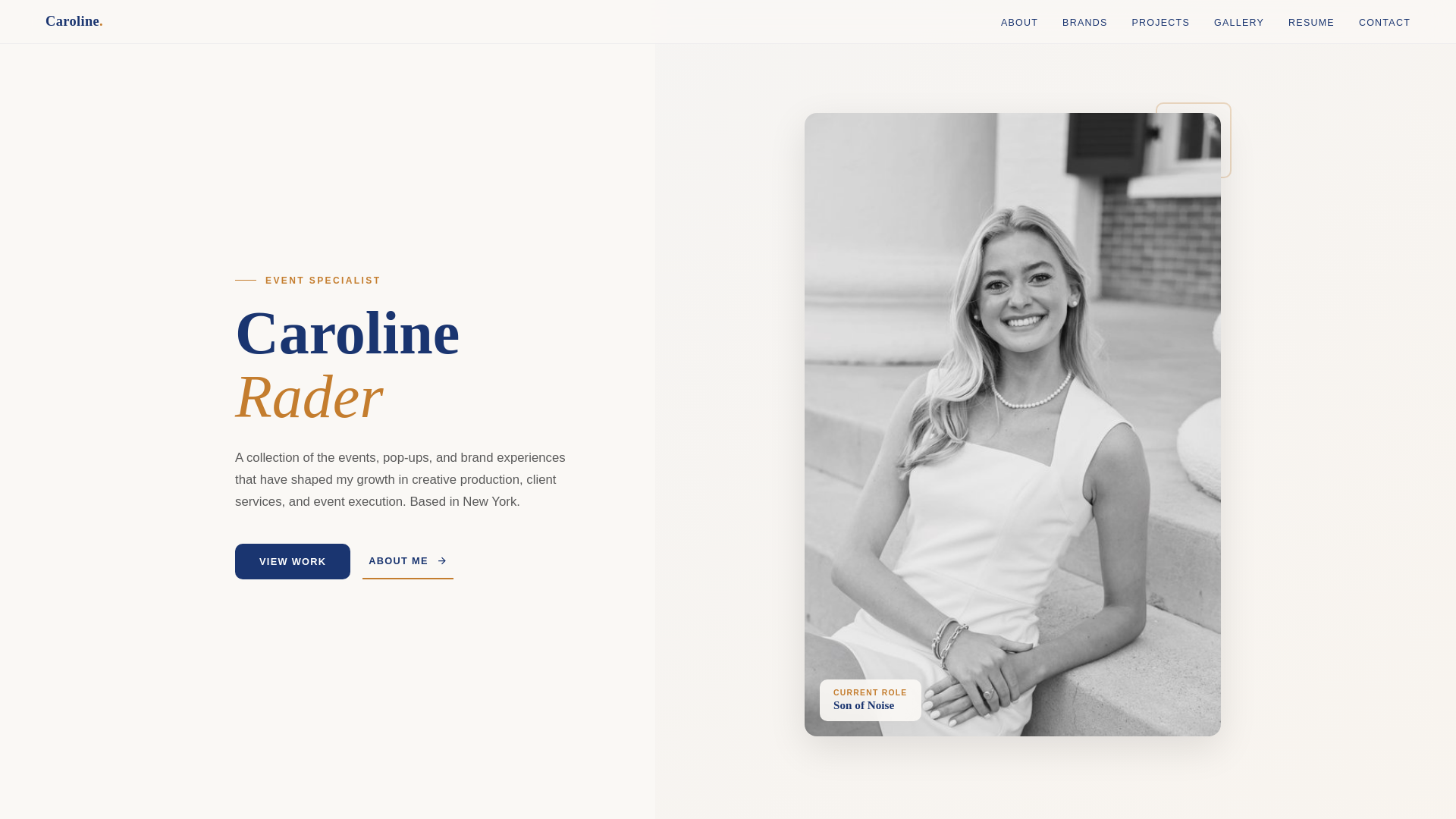 website screenshot of https://carolinerader.com/