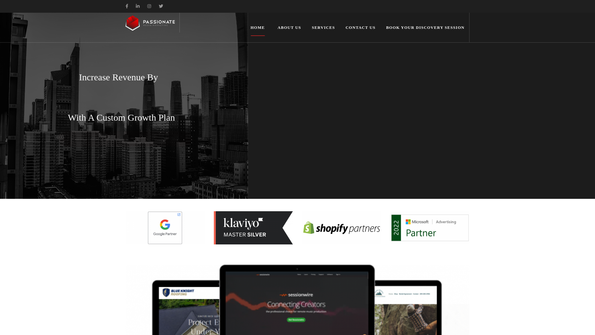 website screenshot of https://passionatemediastudio.com/