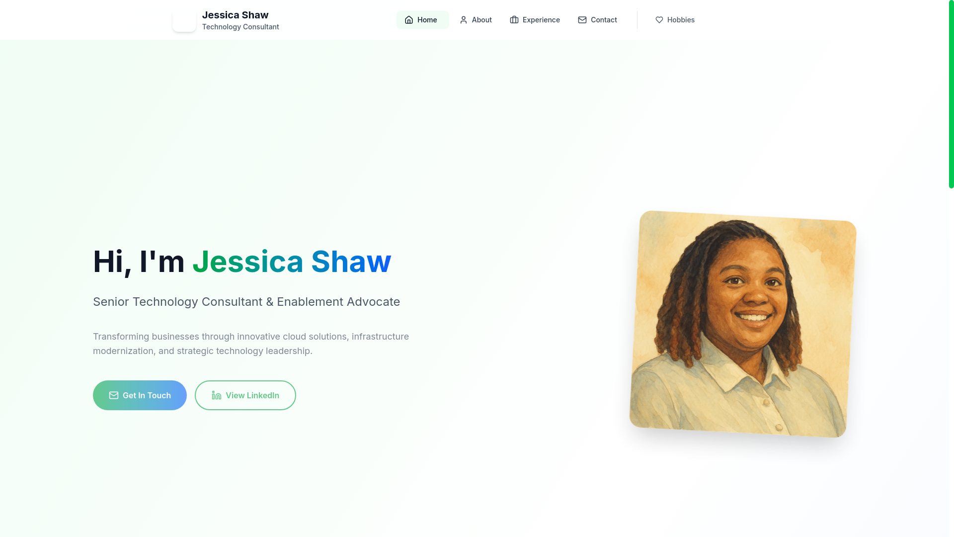 website screenshot of https://jessicashaw.pages.dev/