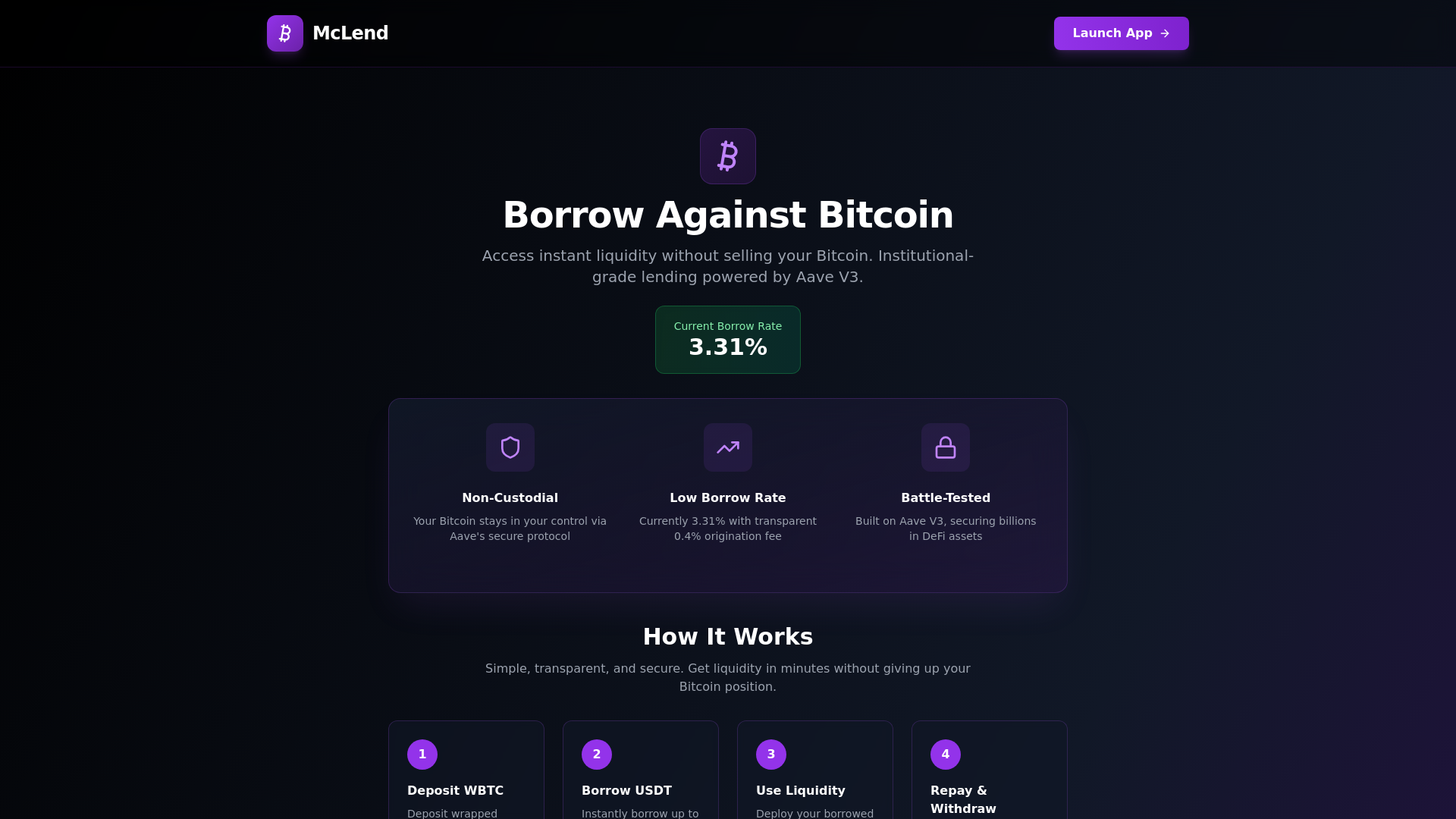 website screenshot of https://mclend.app/