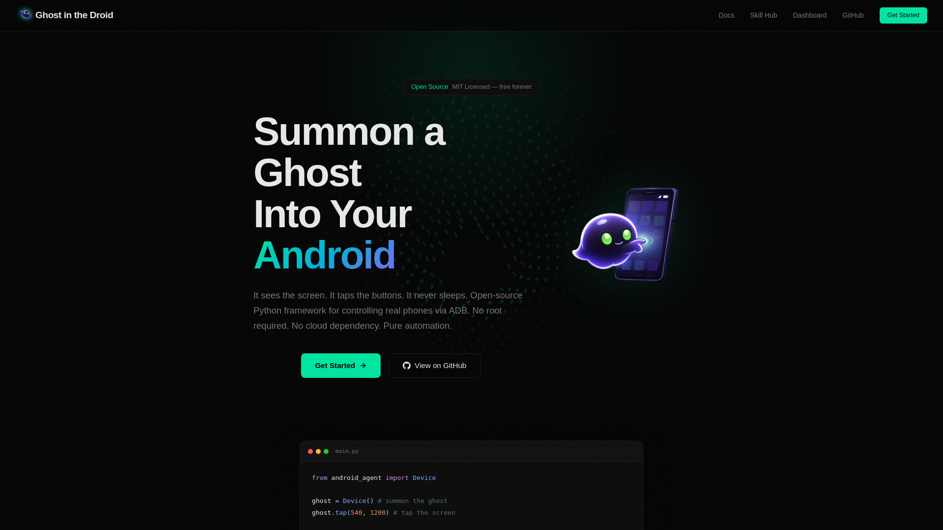 website screenshot of https://ghostinthedroid.com