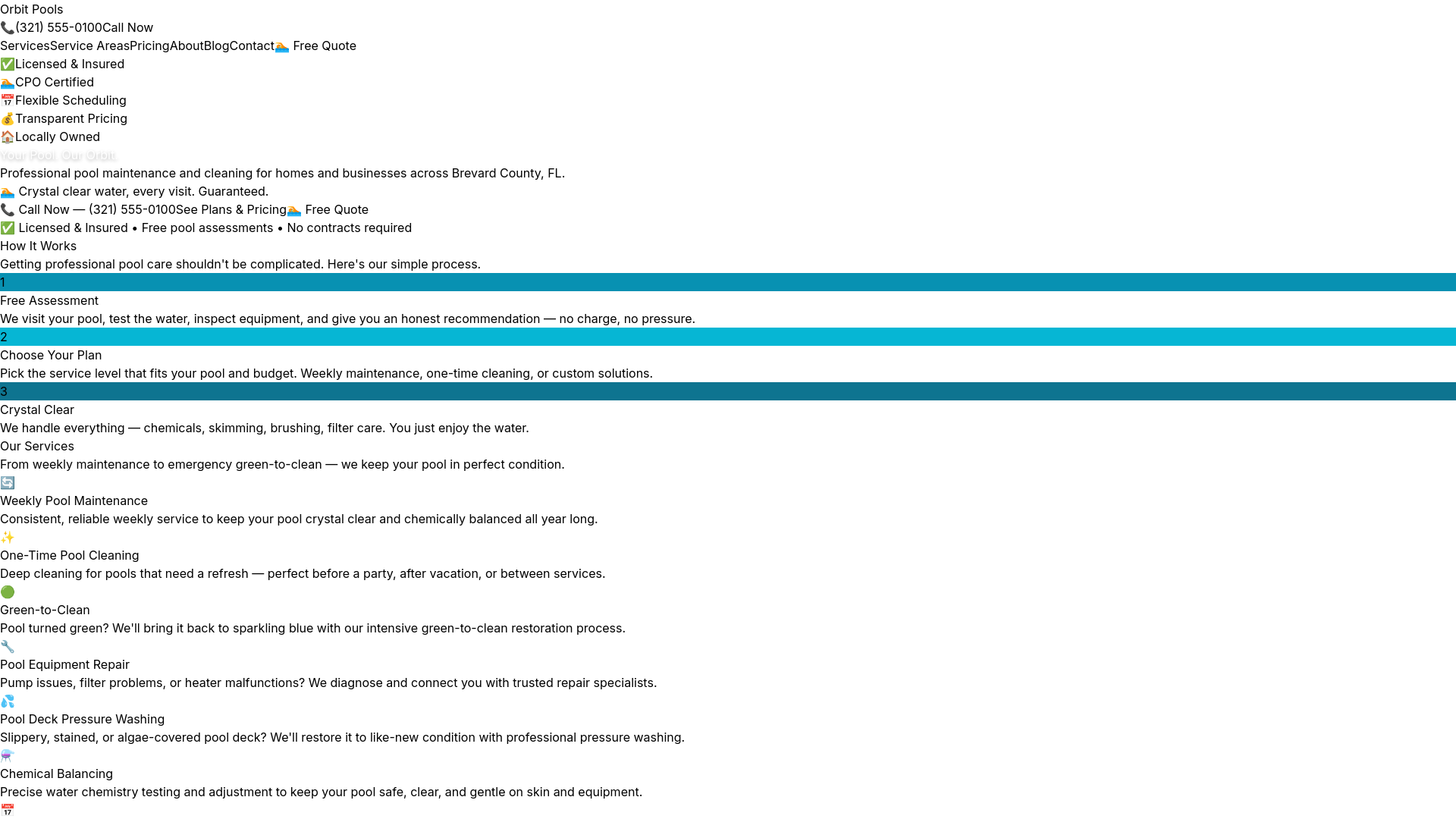 website screenshot of https://orbit-pools-site.pages.dev/