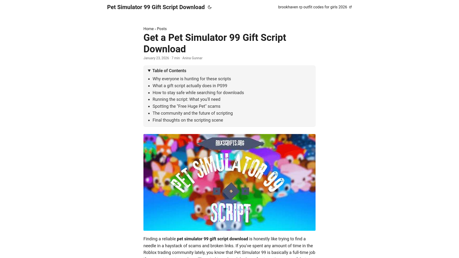 website screenshot of https://pet-simulator-99-gift-script-download.pages.dev/