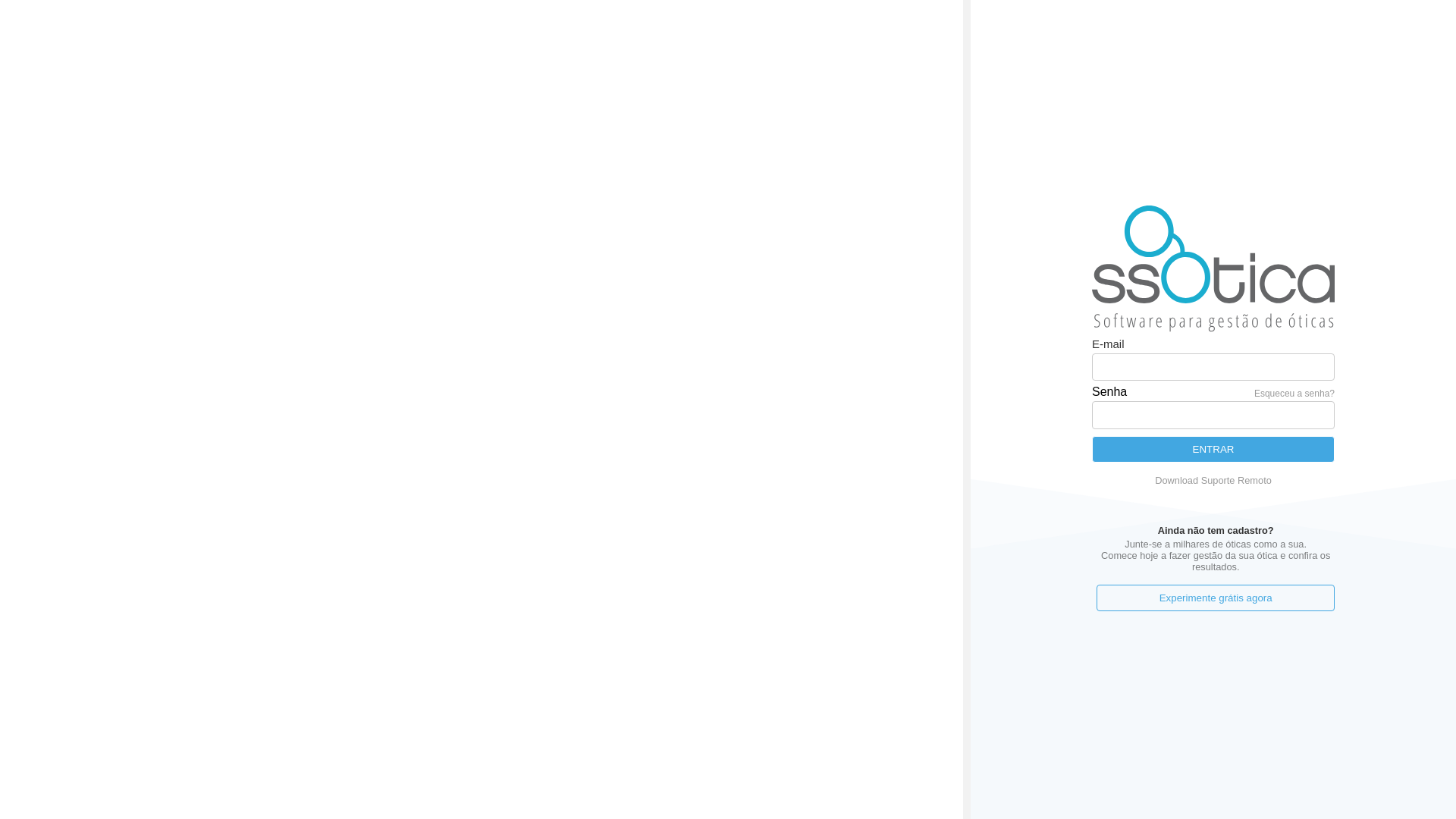 website screenshot of https://app.ssotica.com.br