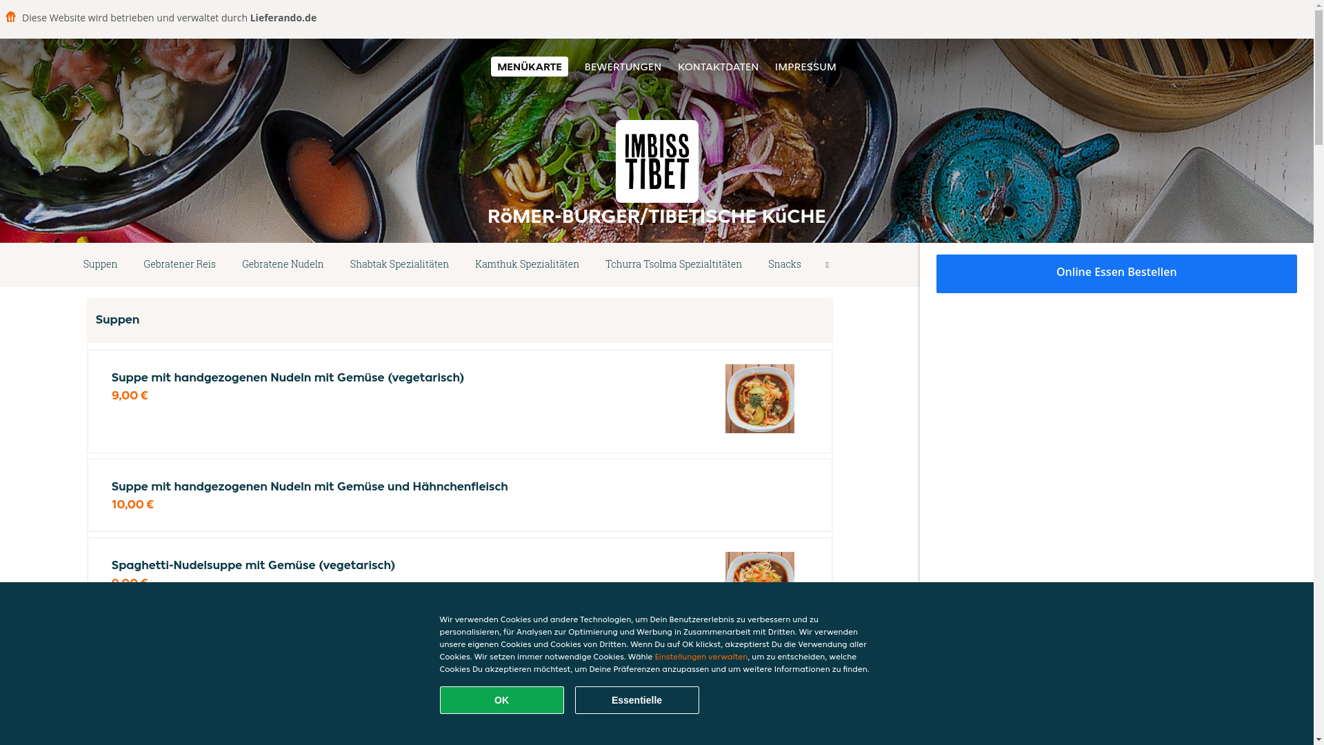website screenshot of https://romer-burgertibetischekuche.de/