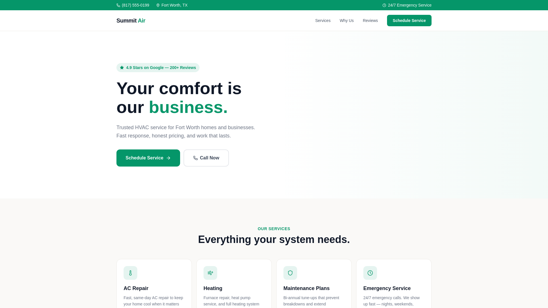 website screenshot of https://summit-hvac.pages.dev/