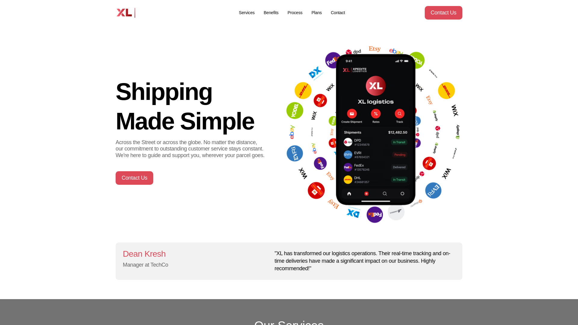 website screenshot of https://xpeditelogisticspro.com