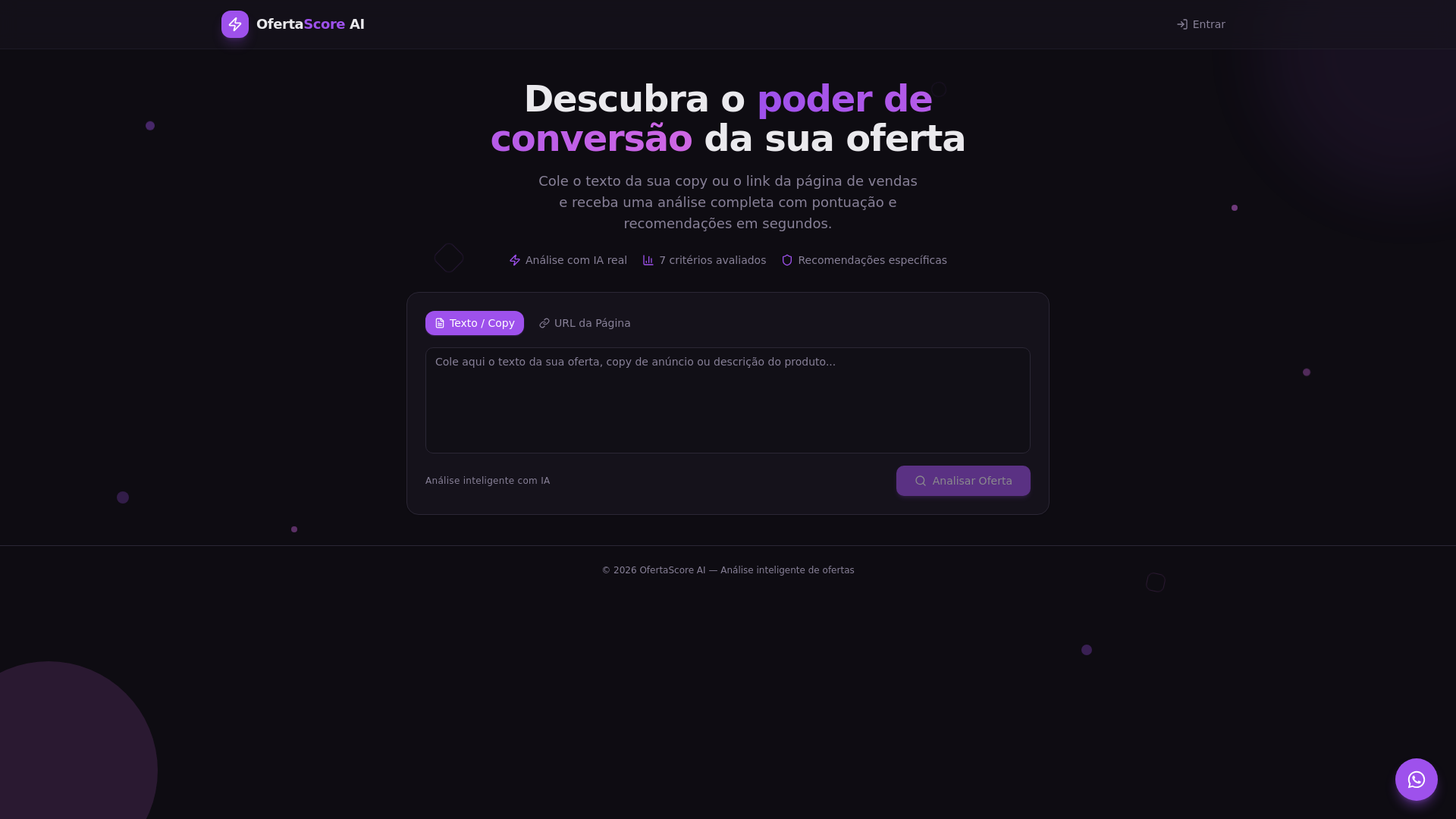 website screenshot of https://ofertascoreai.site