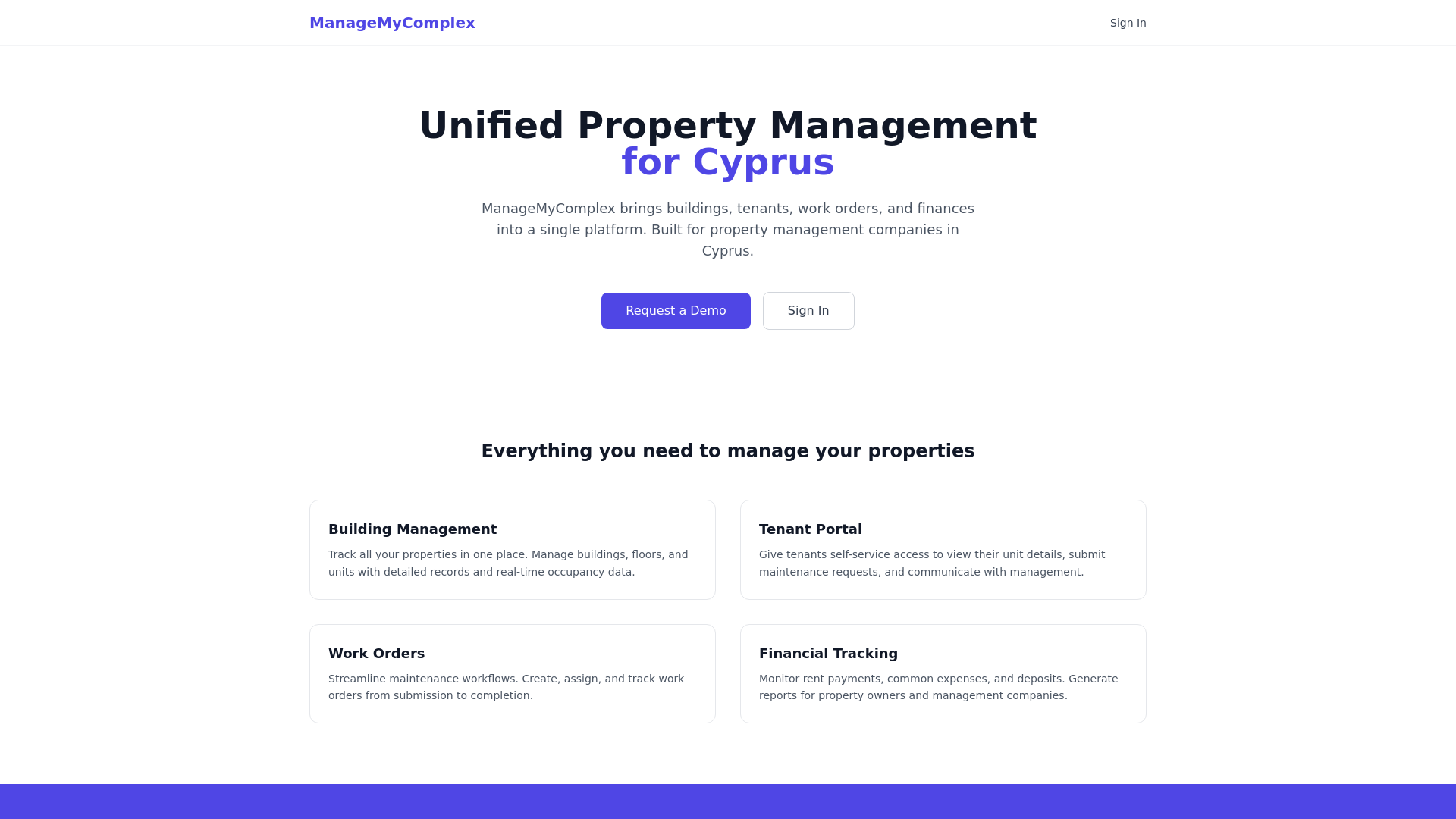 website screenshot of https://managemycomplex.pages.dev/