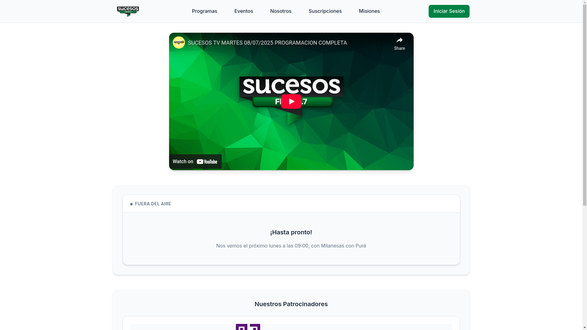 website screenshot of https://radiosucesos.com.ar/