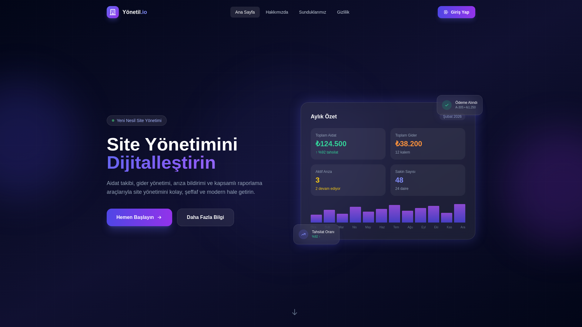 website screenshot of https://yonetilio.com