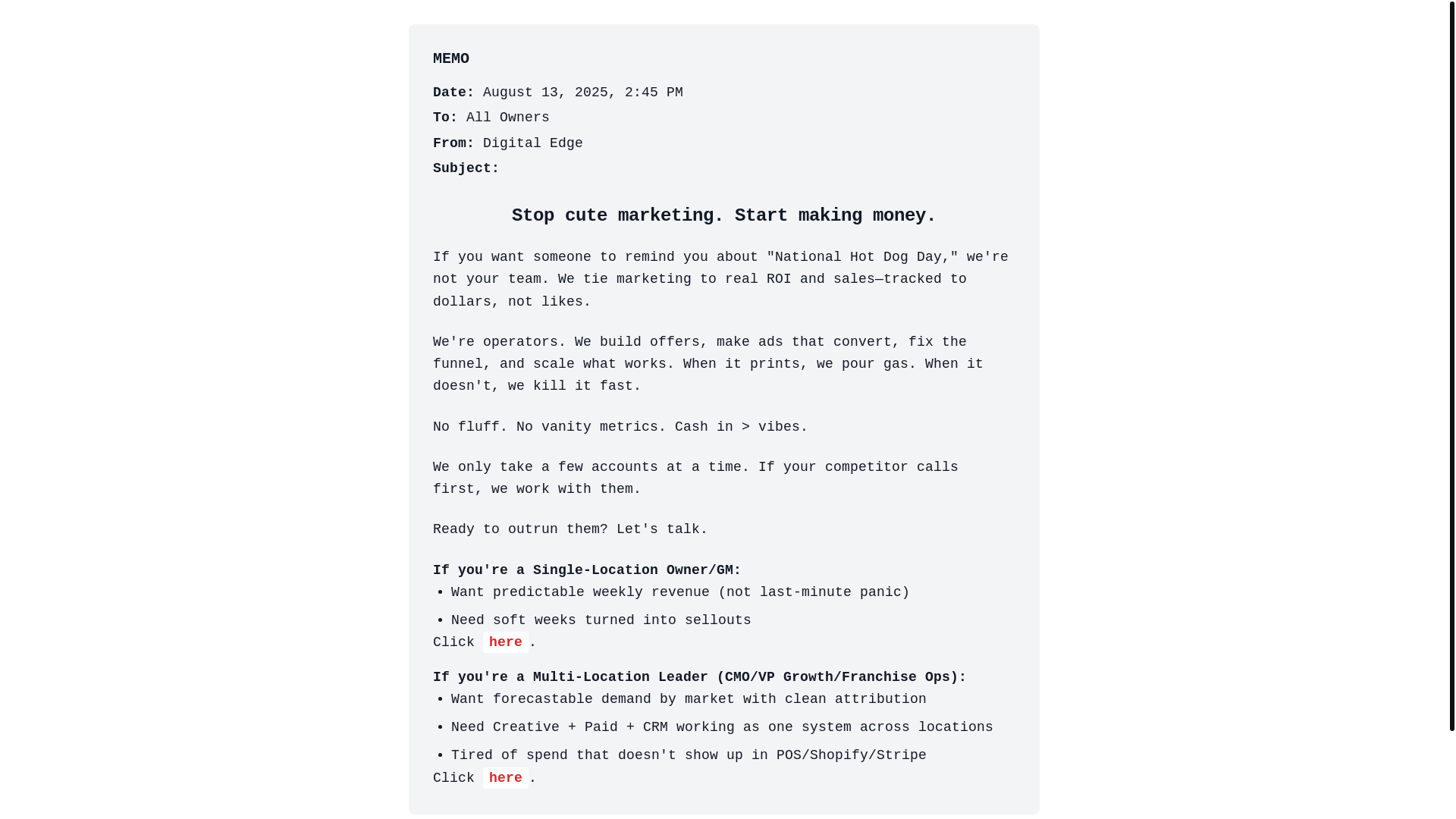 website screenshot of https://stopcutemarketing.com/