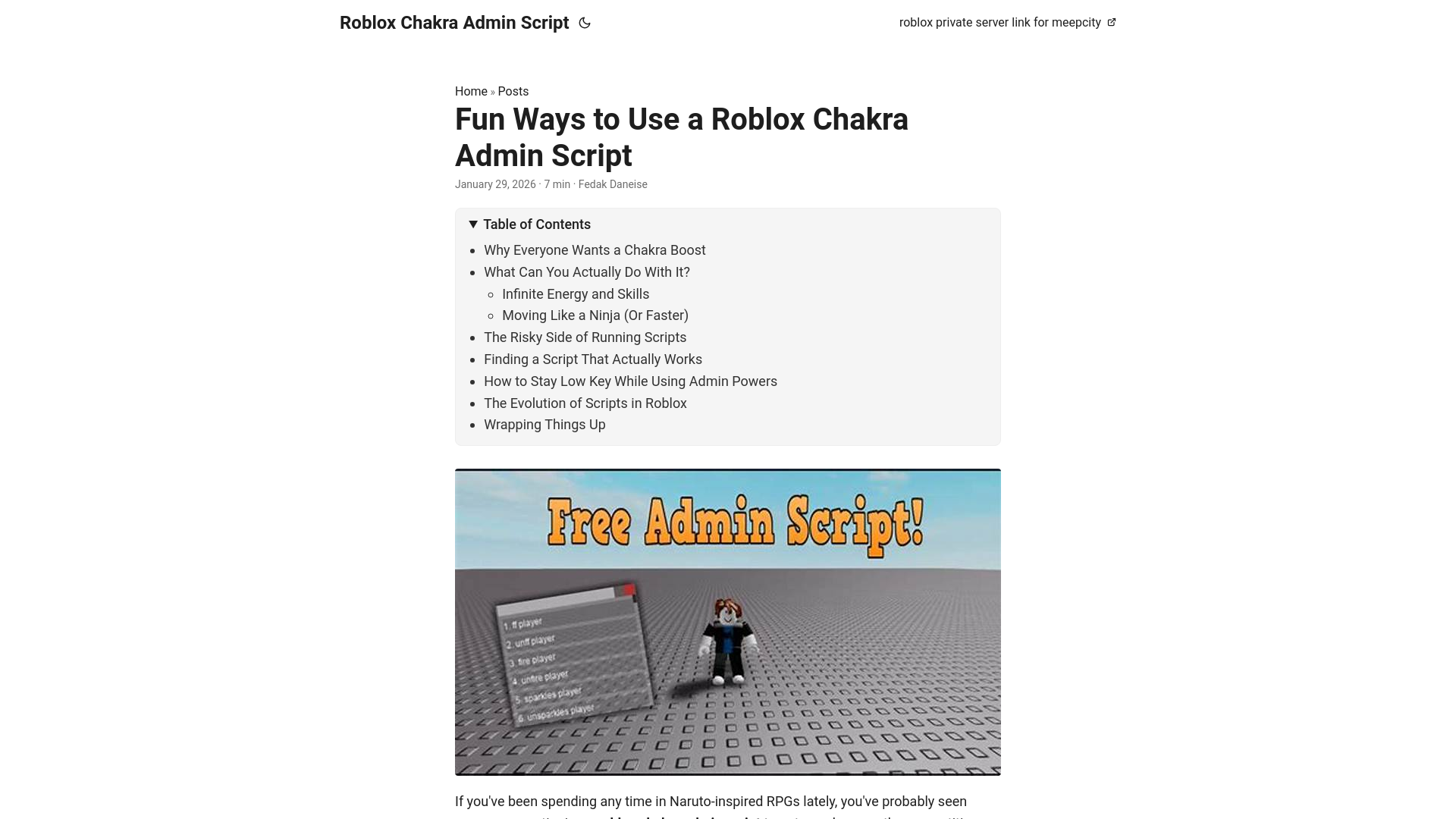 website screenshot of https://roblox-chakra-admin-script.pages.dev/