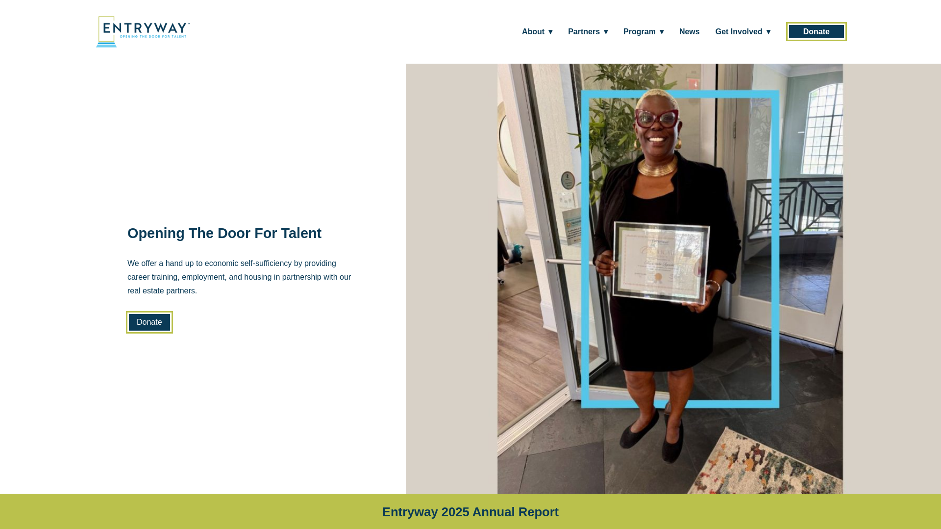 website screenshot of https://entrywaytalent.org/