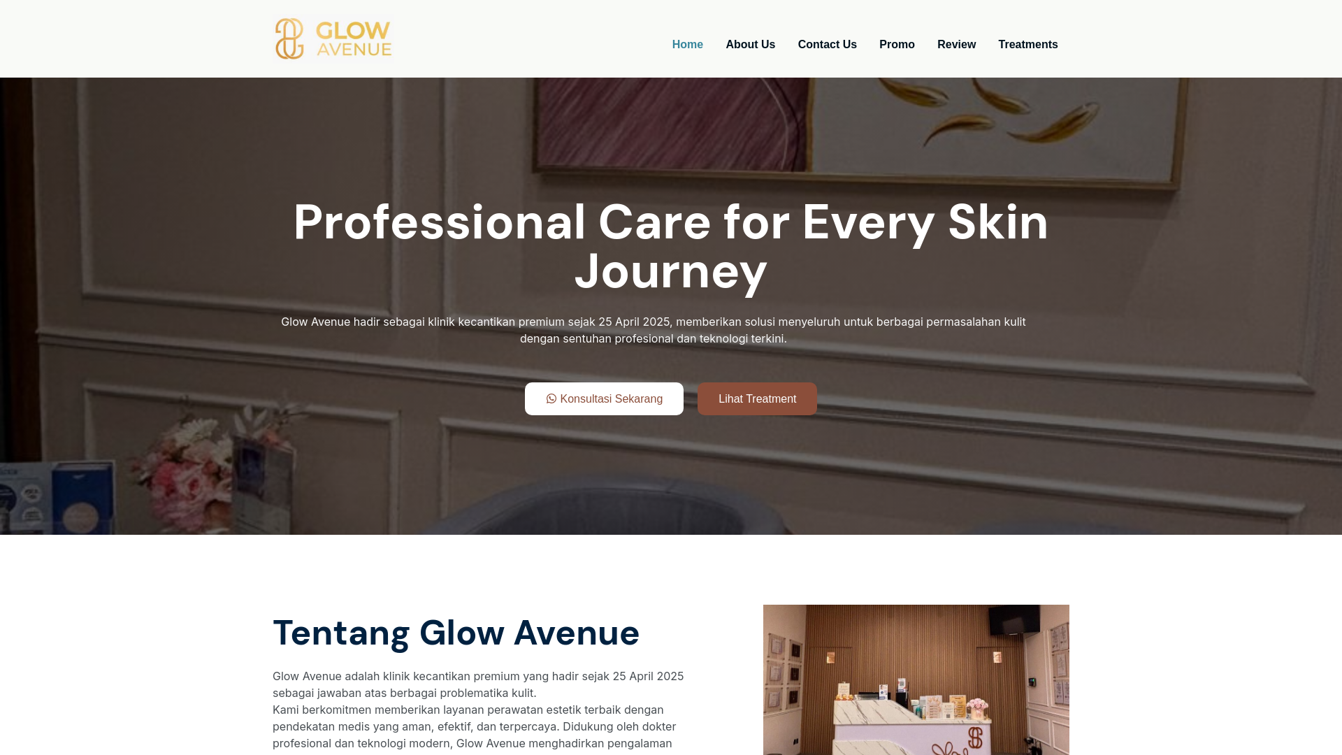 website screenshot of https://clinicglowavenue.com/