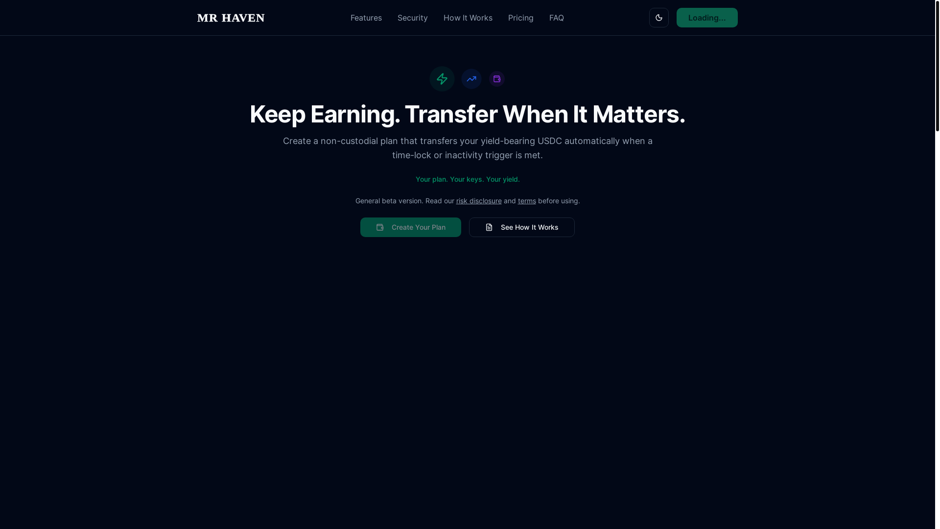website screenshot of https://mrhaven.io/