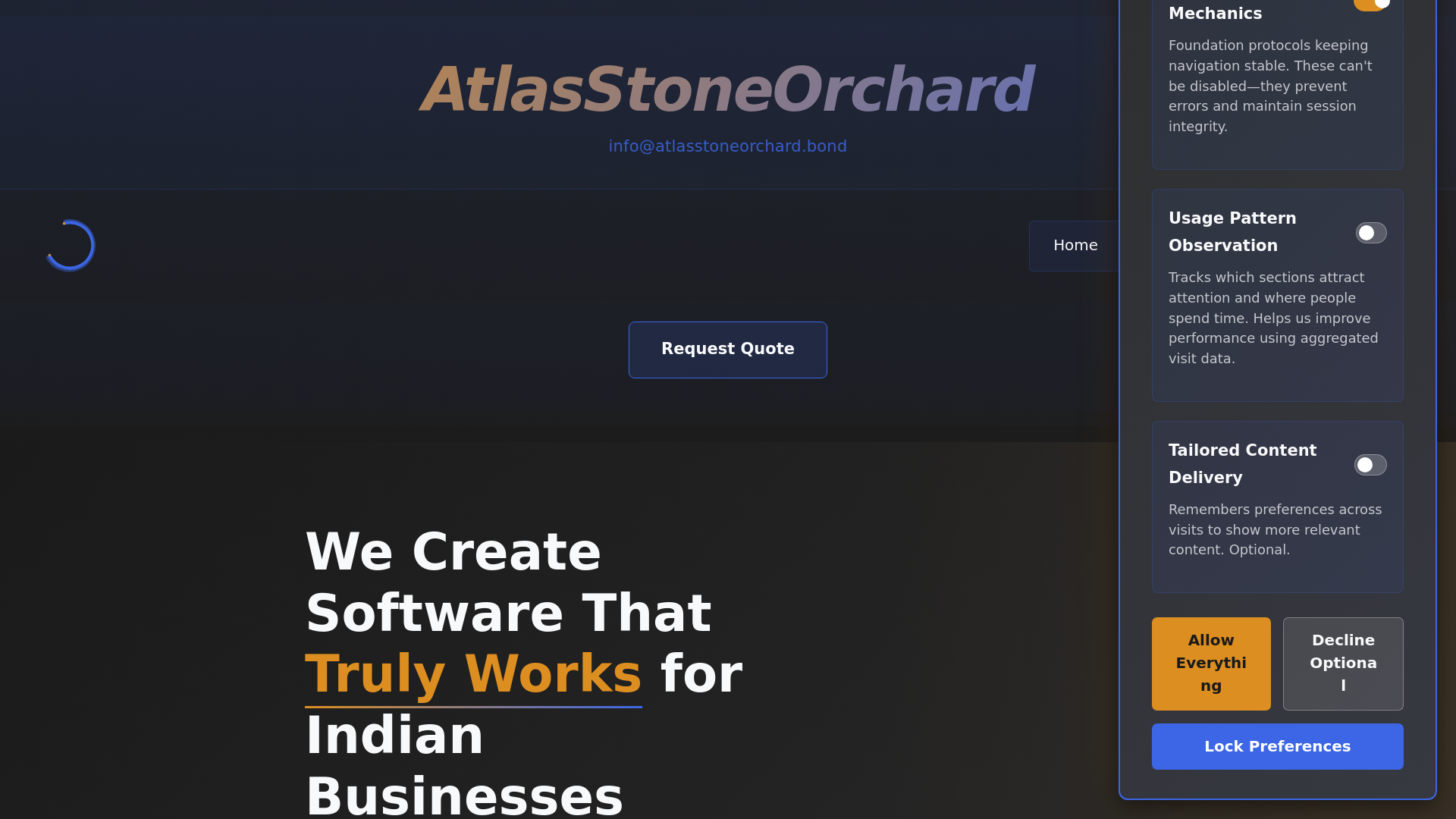 website screenshot of https://atlasstoneorchard.bond/