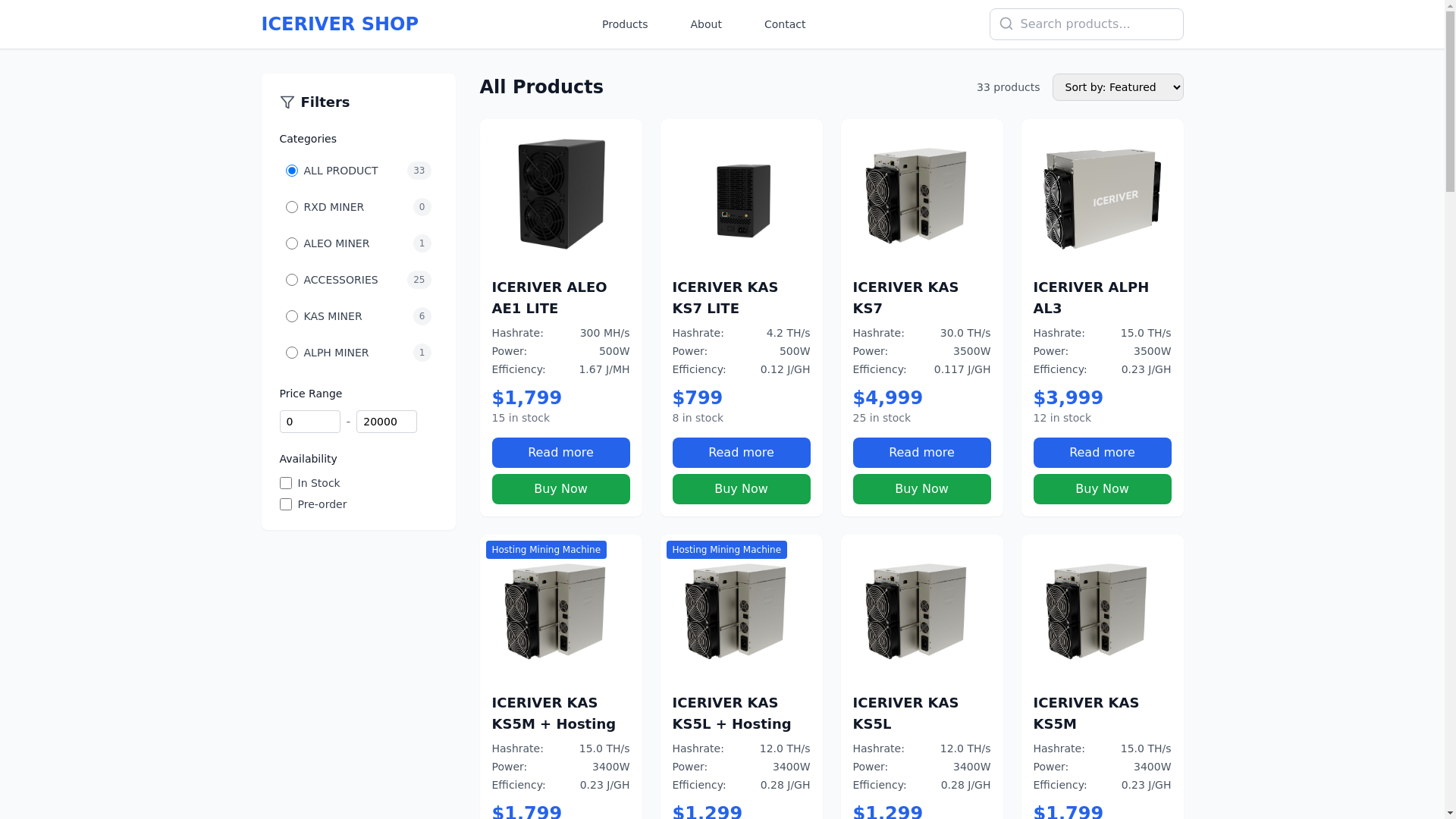 website screenshot of https://icerivershop.org/
