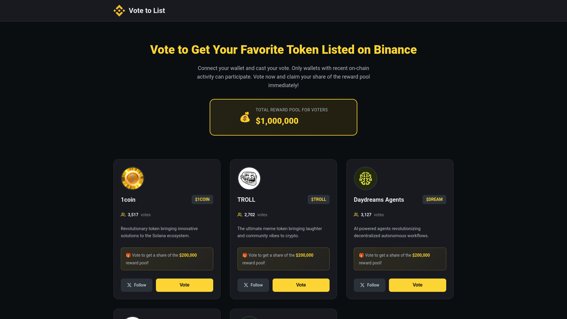website screenshot of https://votetolist.app/