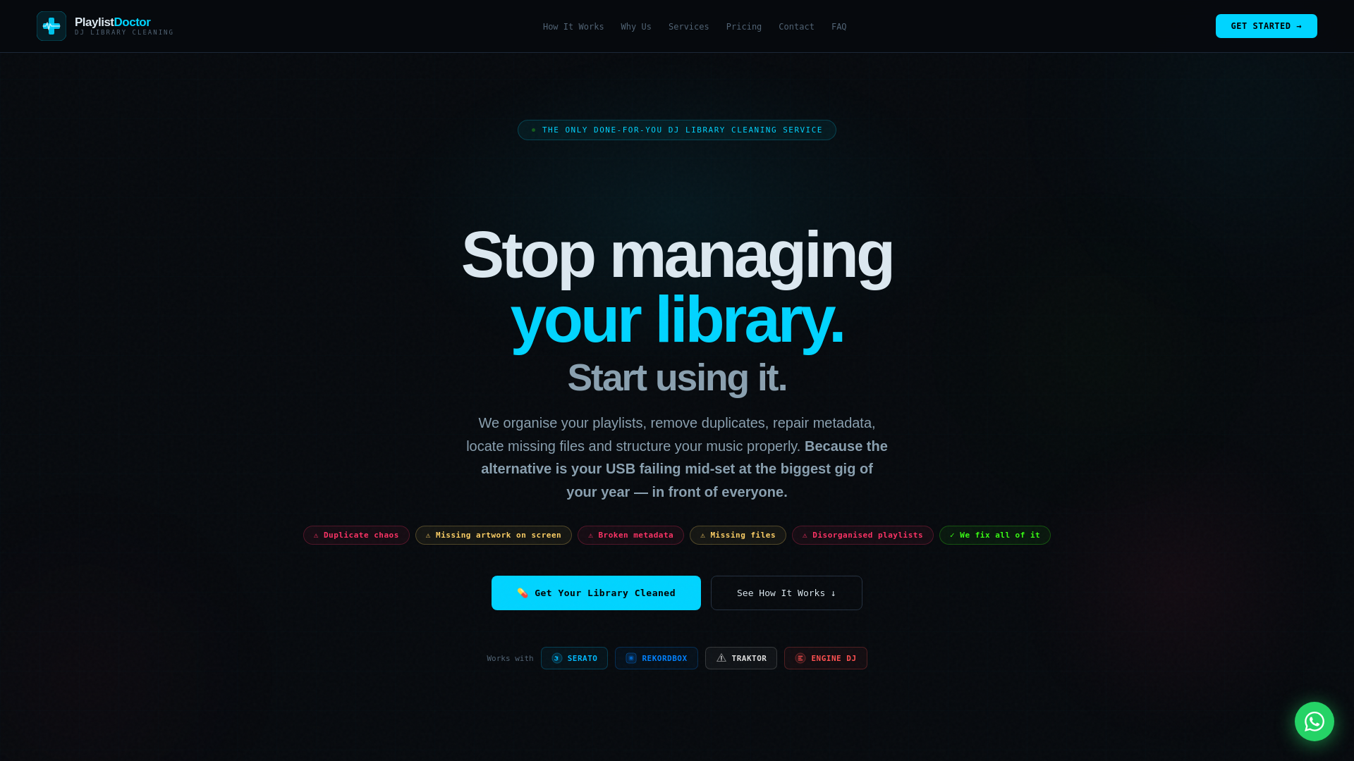 website screenshot of https://playlistdoctor.co.uk