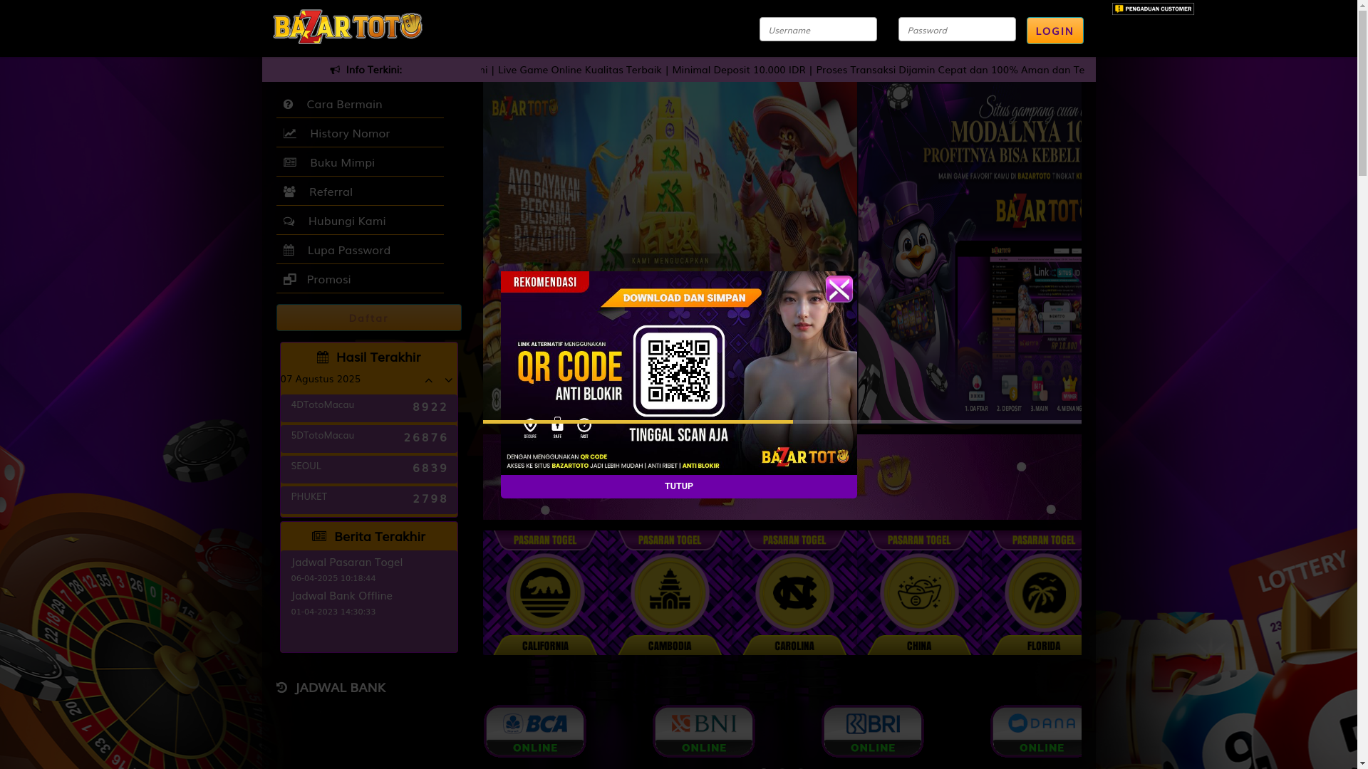 website screenshot of https://bazartoto333.com/