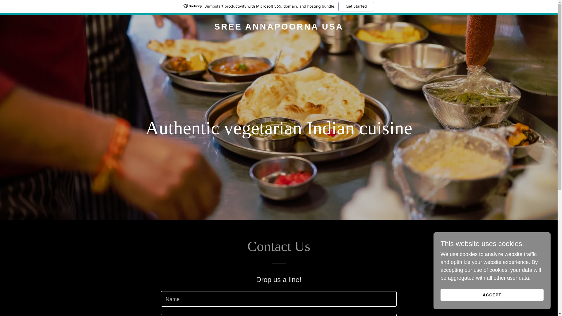 website screenshot of https://sreeannapoornausa.com/