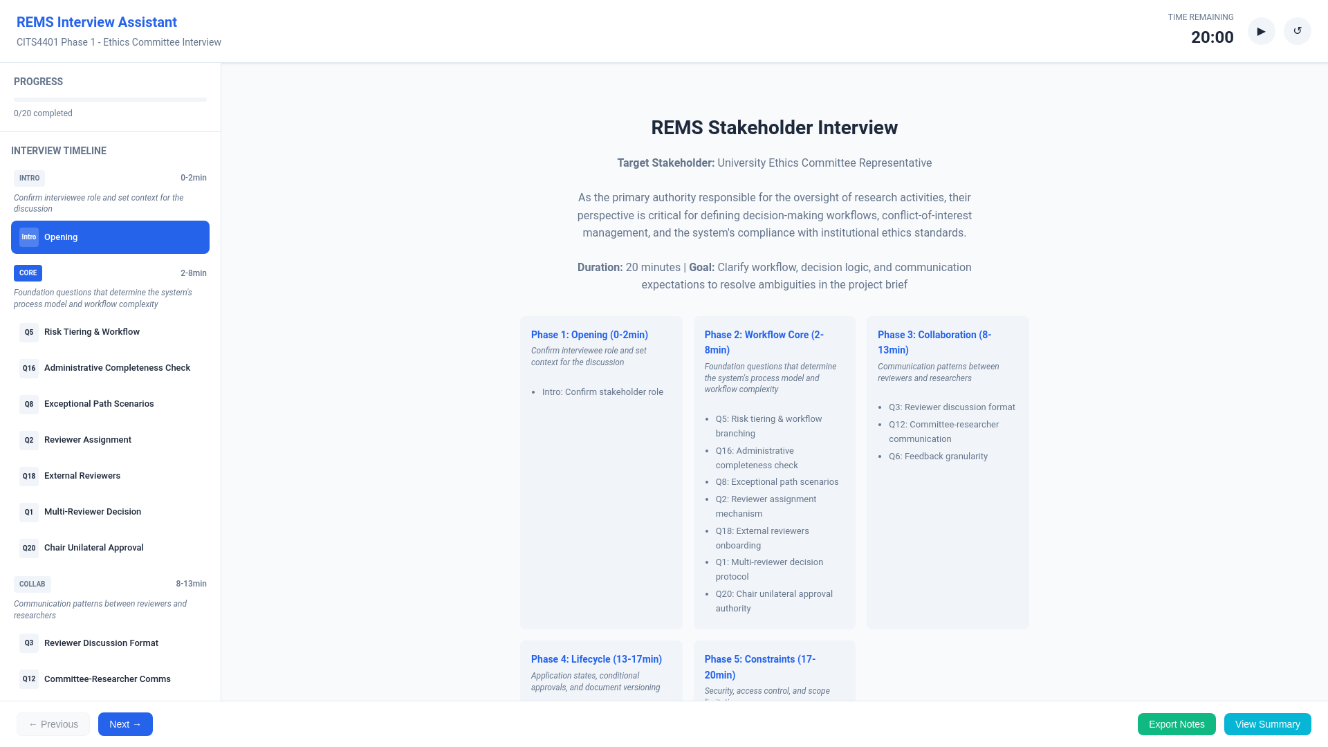 website screenshot of https://rems-interview-assistant.pages.dev/