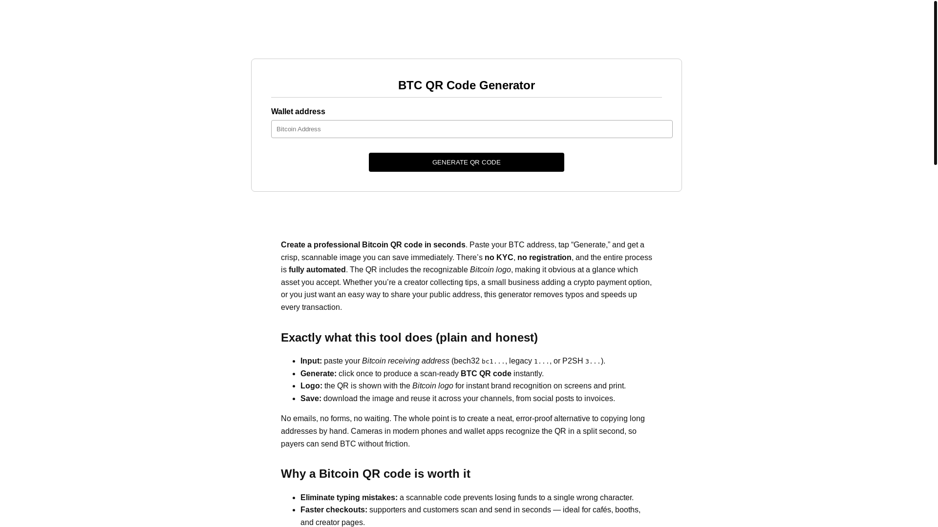 website screenshot of https://bitcoin-qr-code-generator.to/