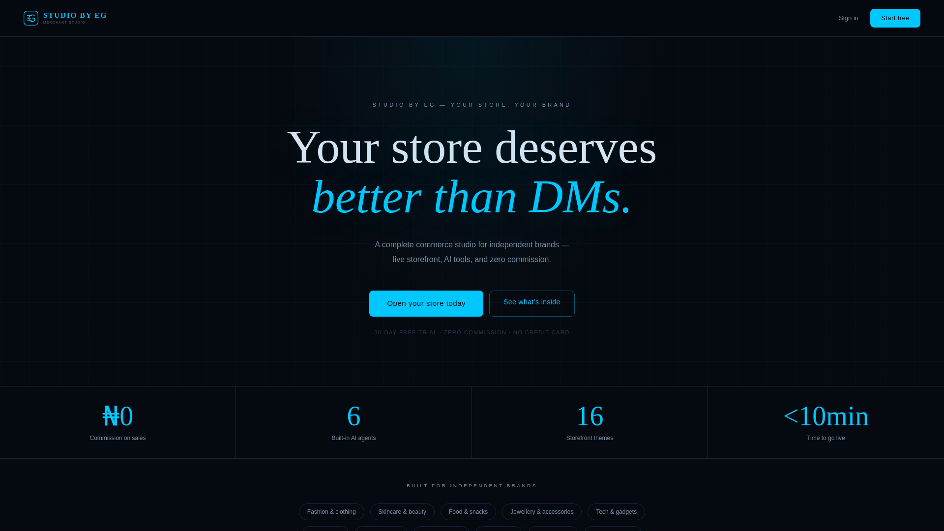 website screenshot of https://studiobyeg.org