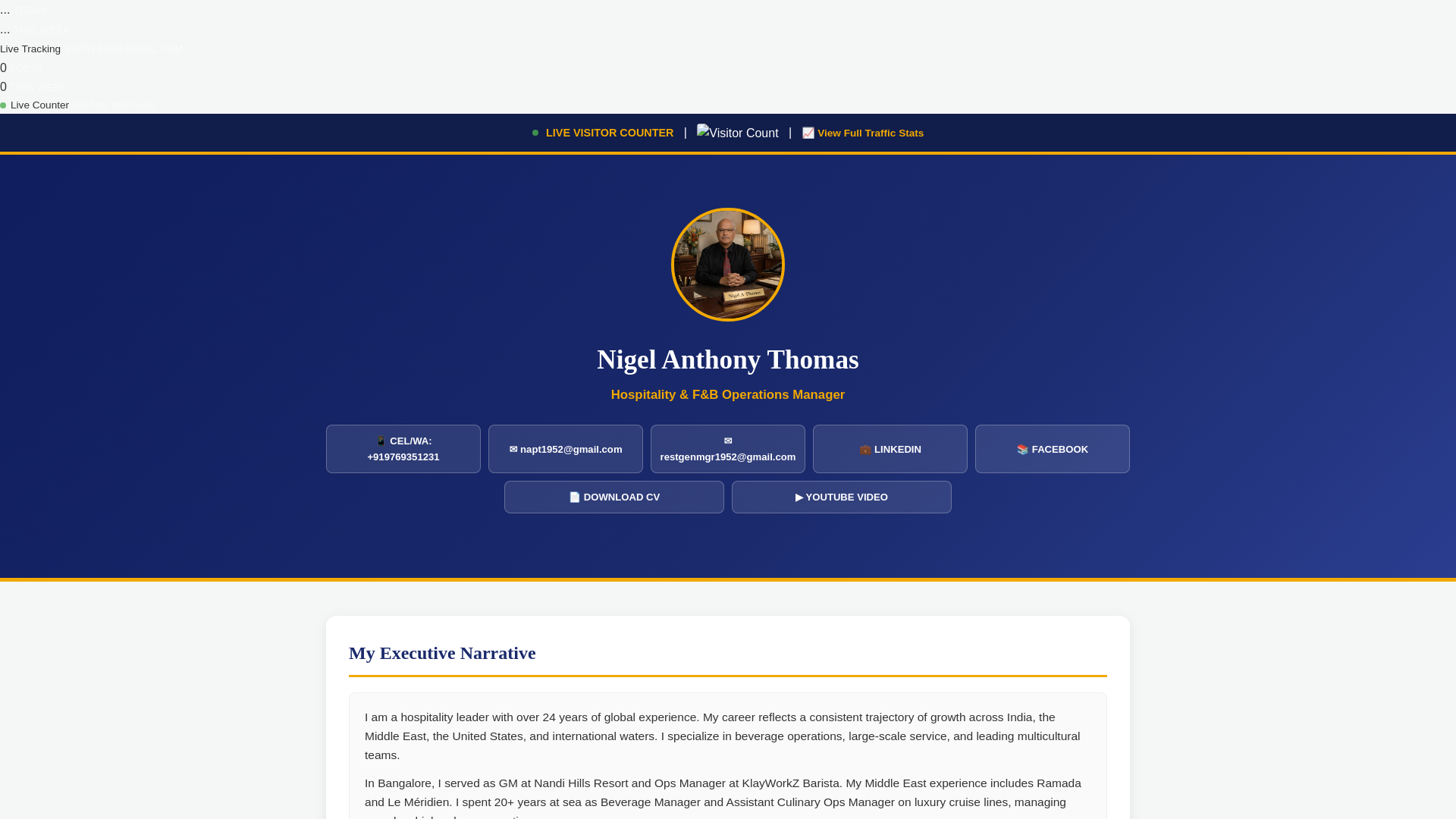 website screenshot of https://nigelthomas.live/
