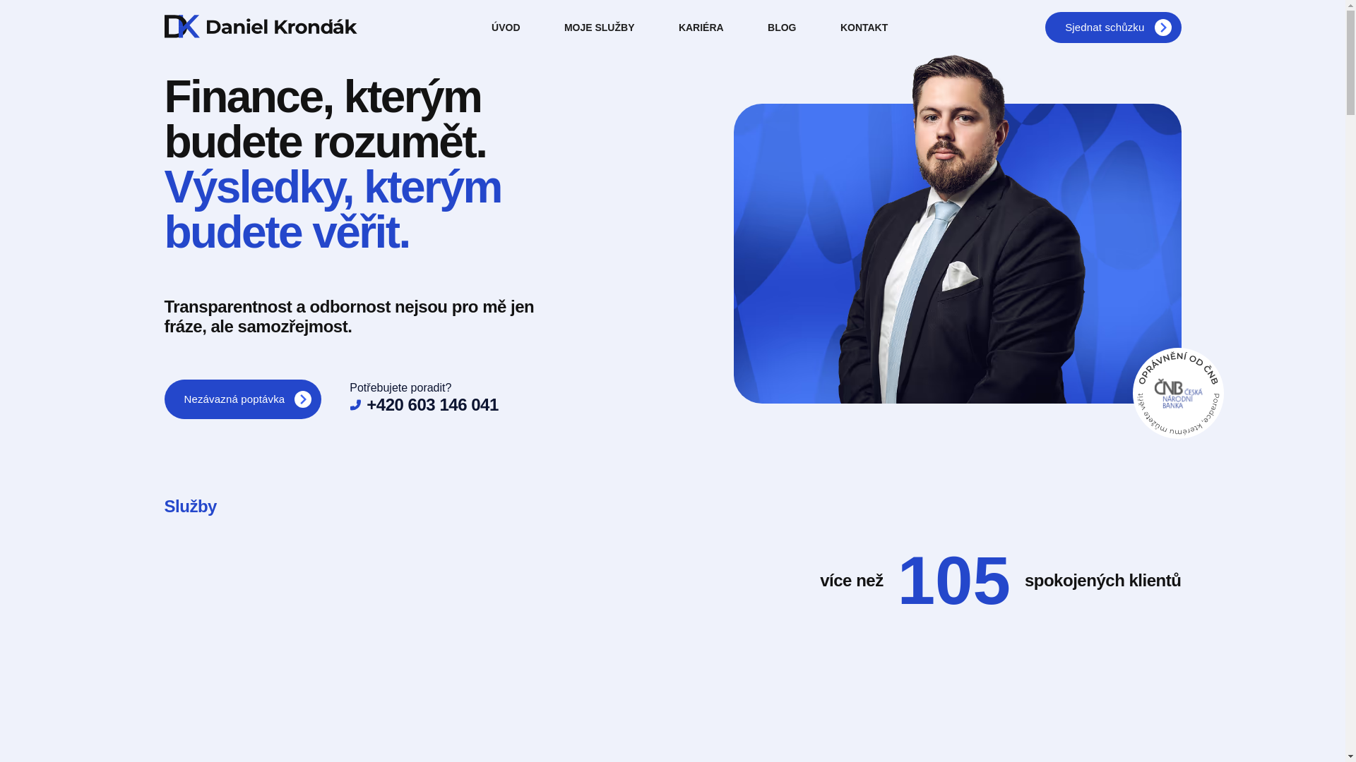 website screenshot of https://danielkrondak.cz/