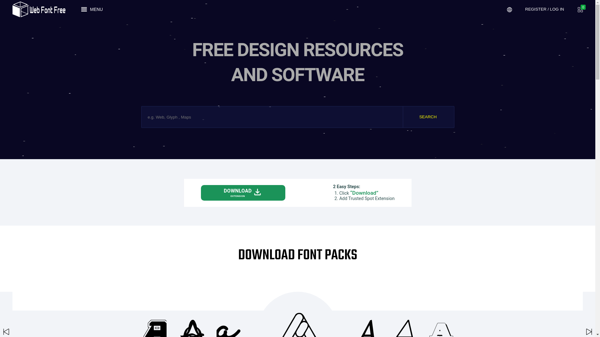 website screenshot of https://www.webfontfree.com/