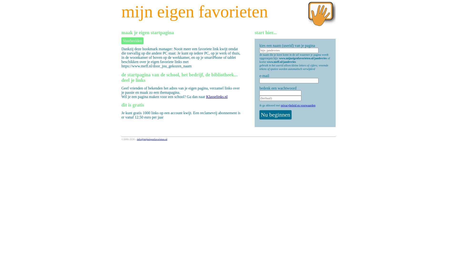website screenshot of https://mijneigenfavorieten.nl