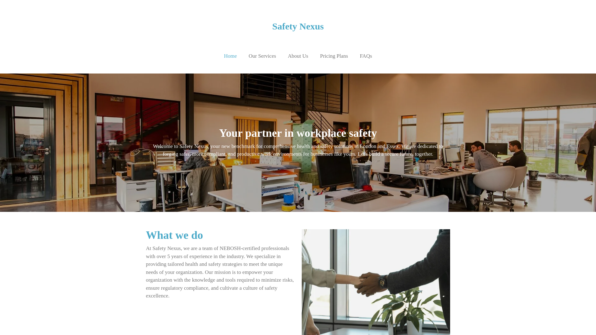 website screenshot of https://safetynexus.co.uk/