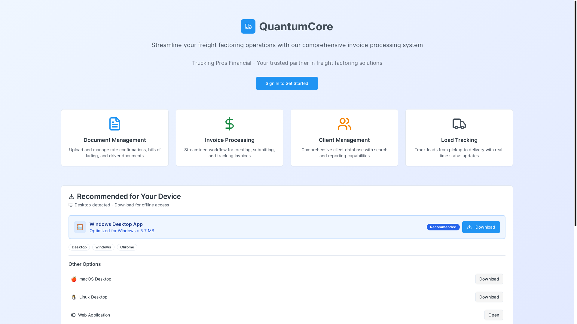 website screenshot of https://qcoretpf.com/
