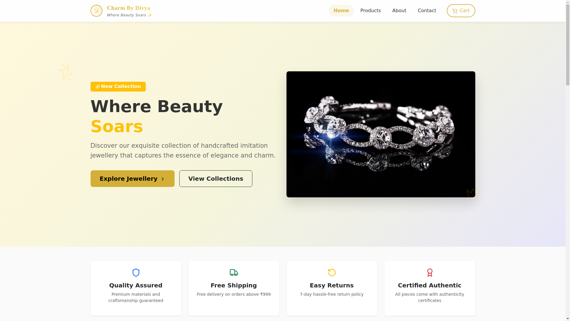website screenshot of https://charmbydivya.shop/